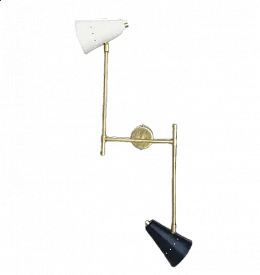 Applique in alluminio laccato e ottone nello stile di Stilnovo