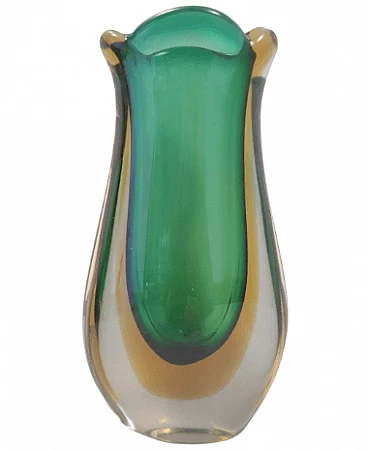 Submerged Murano glass vase attributed to Flavio Poli, 1950s