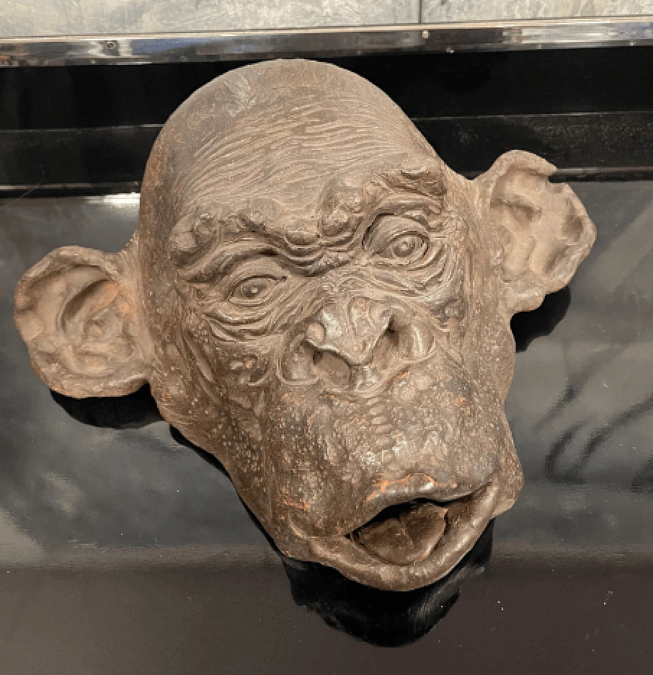 Angelo Zanella, bonobo monkey head, terracotta sculpture, 2019 3