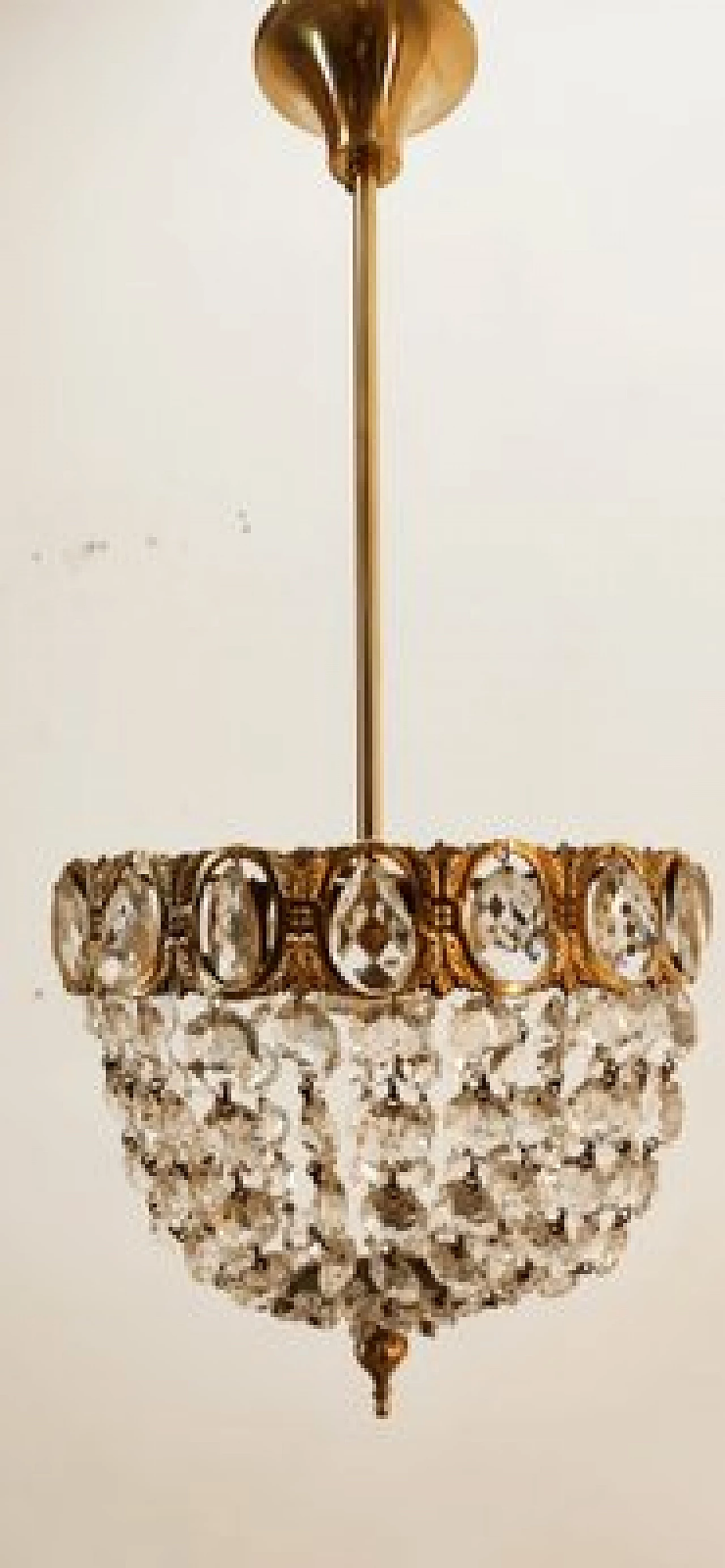 Lampada a sospensione in ottone con cristalli, anni '50 4