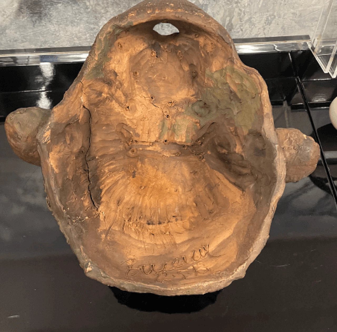 Angelo Zanella, bonobo monkey head, terracotta sculpture, 2018 9