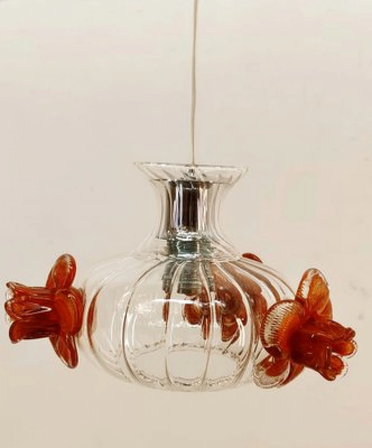Murano glass pendant lamp with colored roses, 1990s 2