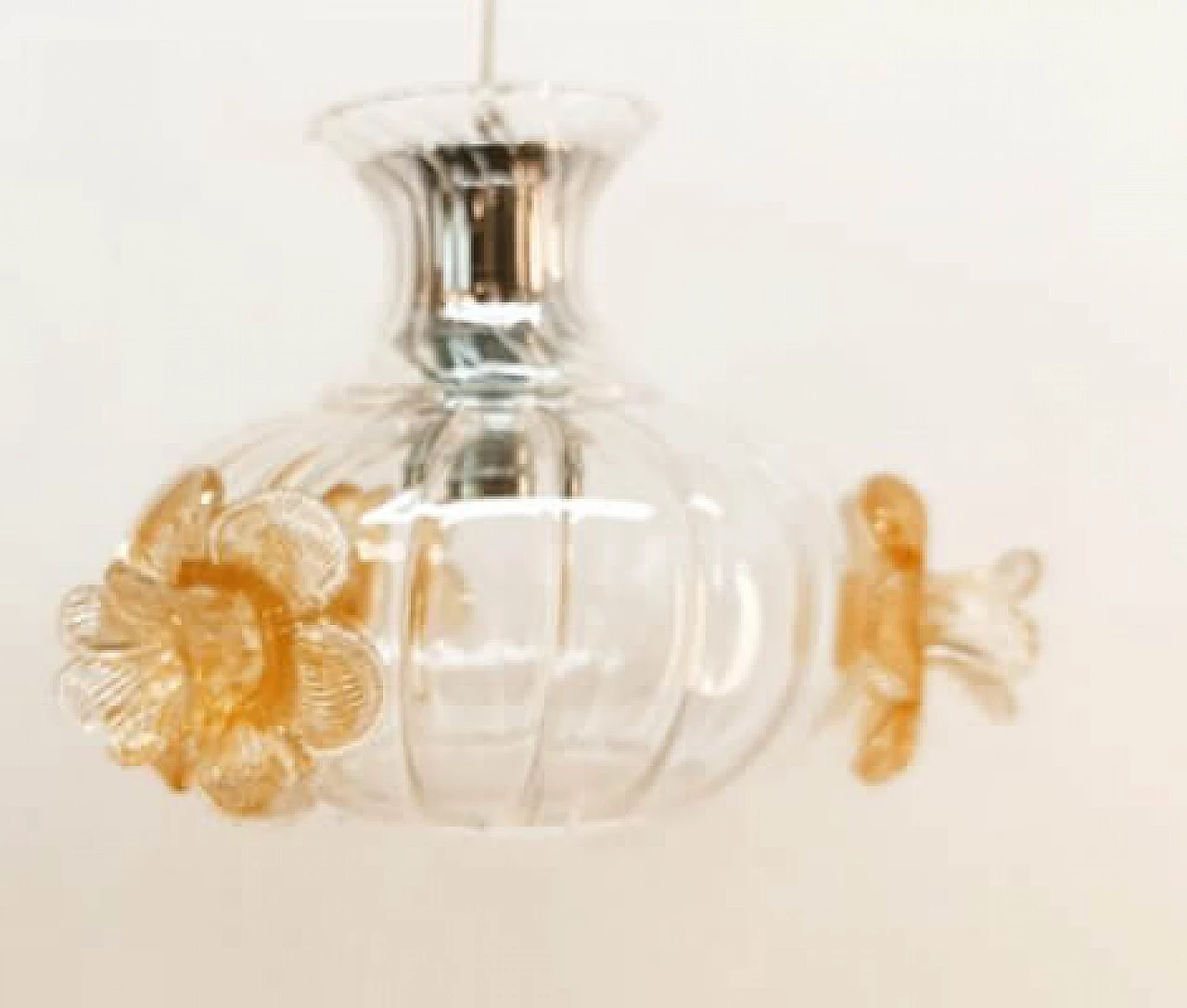 Murano glass pendant lamp with colored roses, 1990s 4