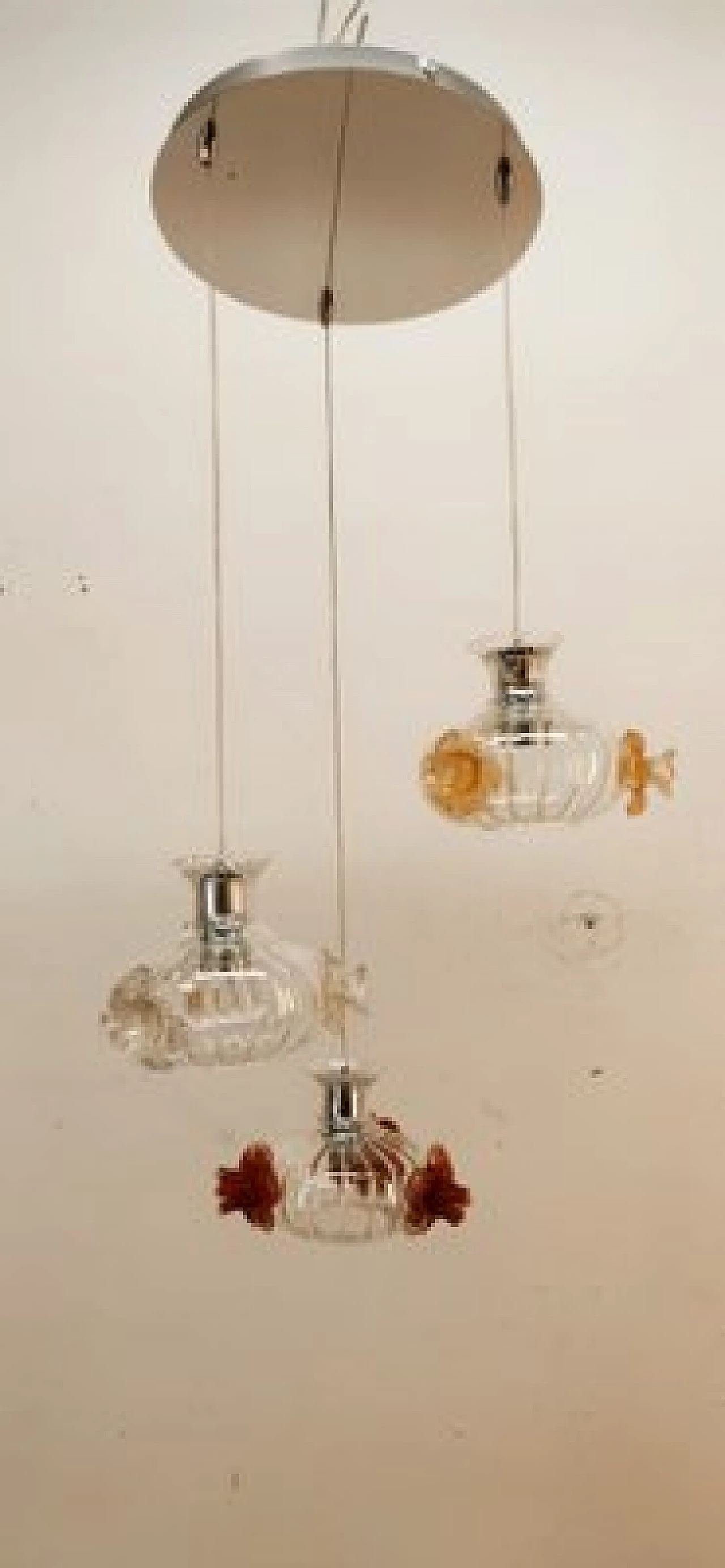 Murano glass pendant lamp with colored roses, 1990s 14