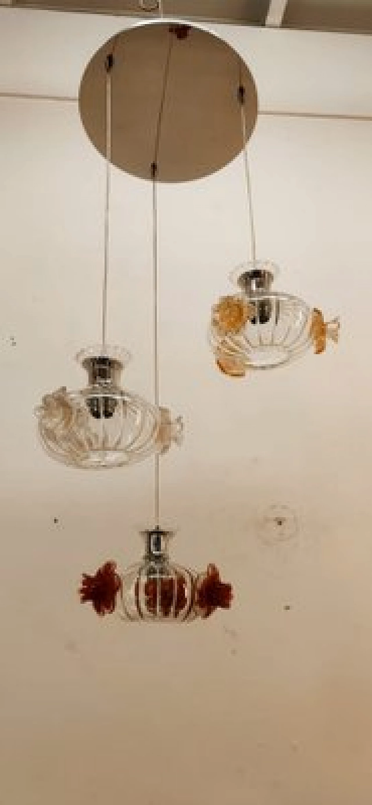 Lampada a sospensione in vetro di Murano con rose colorate, anni '90 15