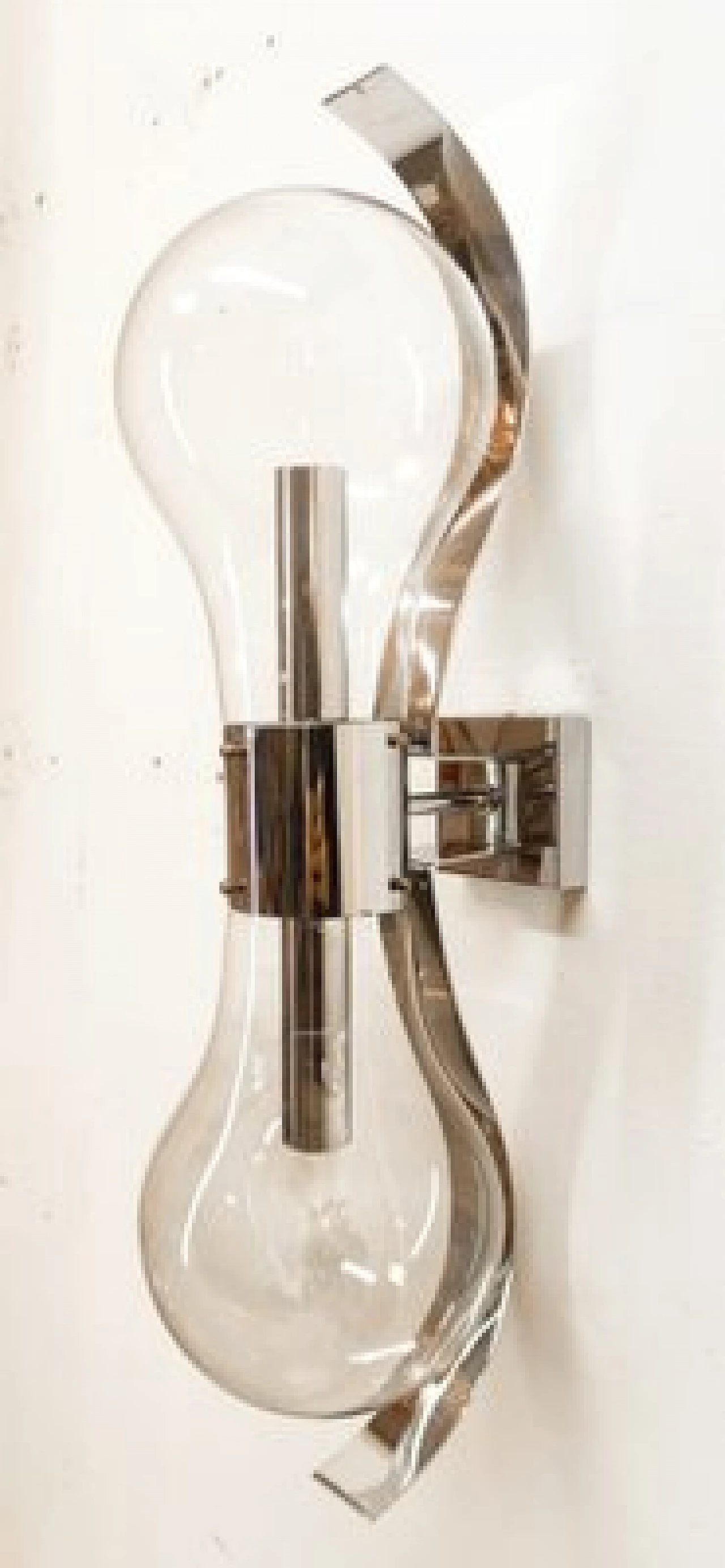 Space Age double light chromed metal wall sconce, 1970s 1