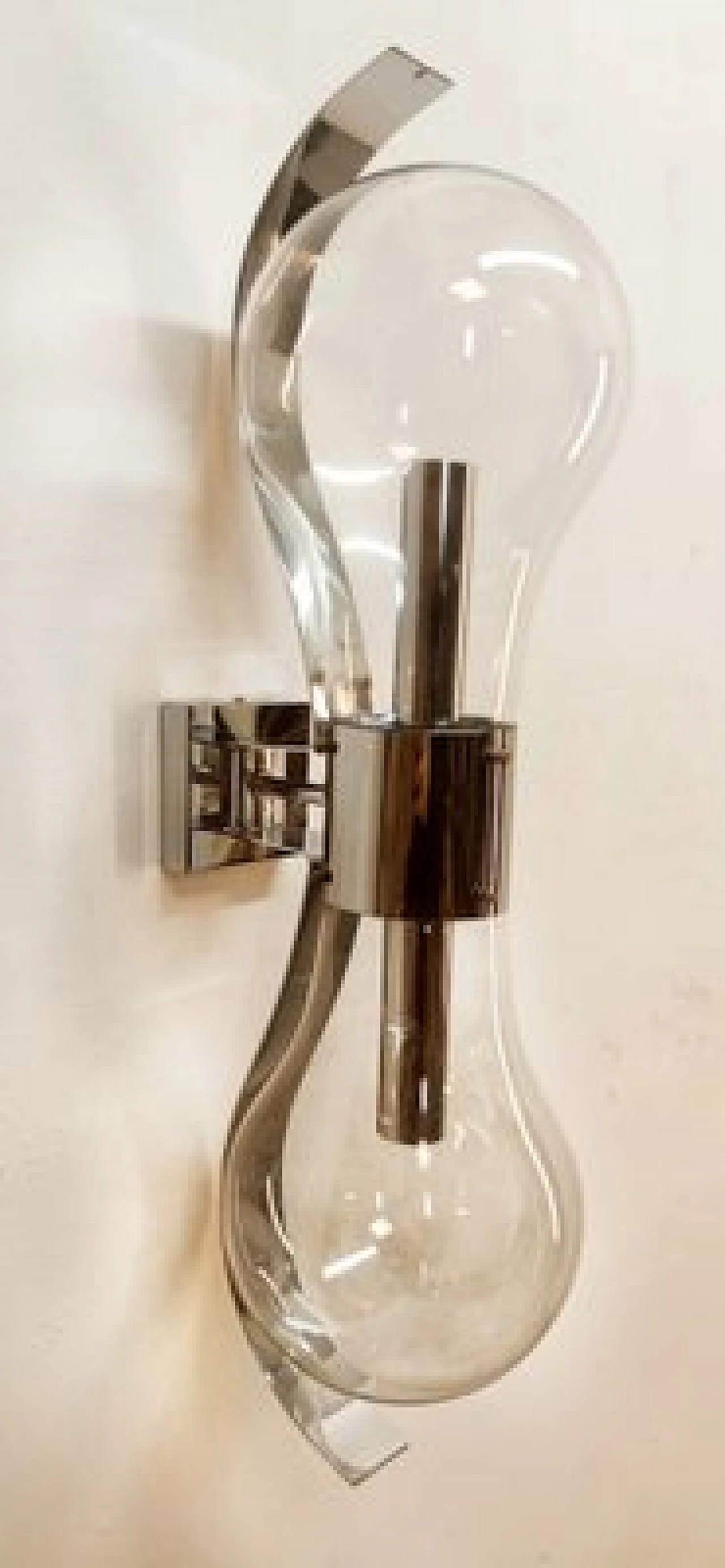 Space Age double light chromed metal wall sconce, 1970s 2