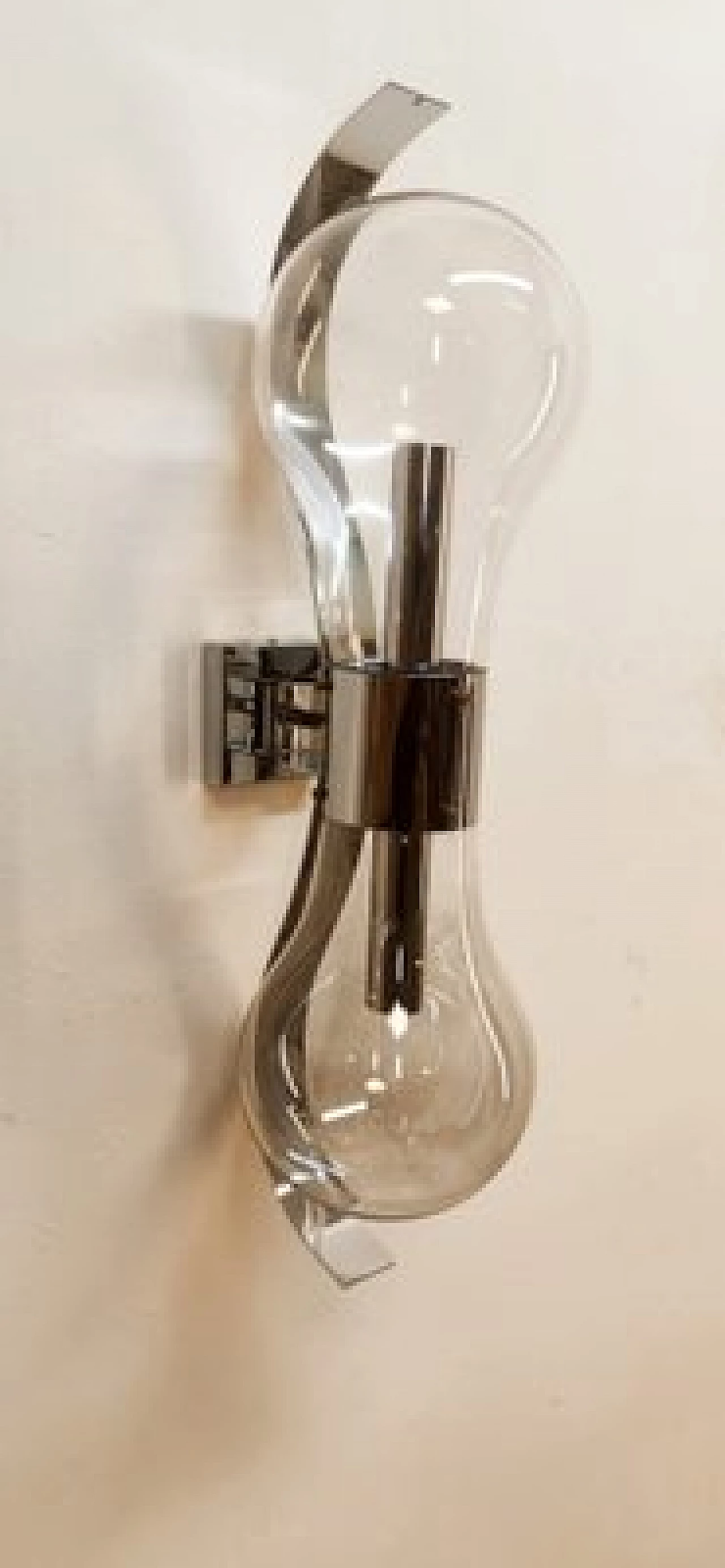 Space Age double light chromed metal wall sconce, 1970s 4