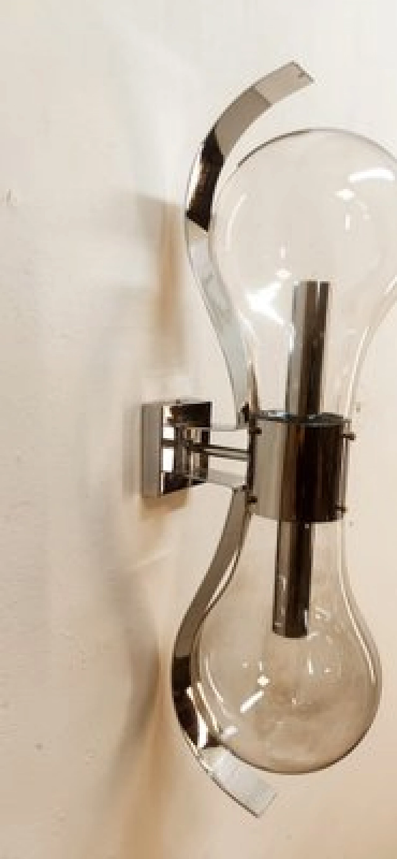 Space Age double light chromed metal wall sconce, 1970s 6