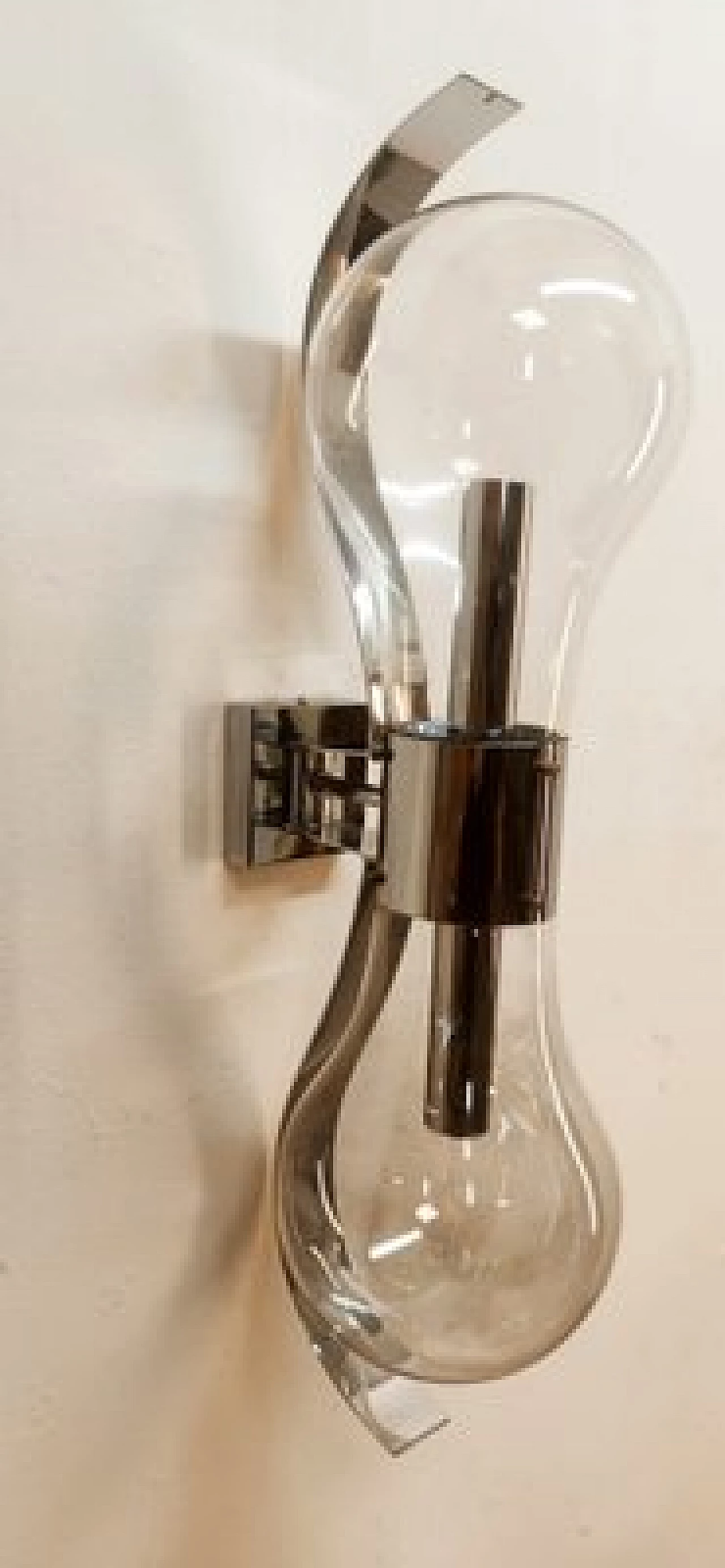 Space Age double light chromed metal wall sconce, 1970s 9