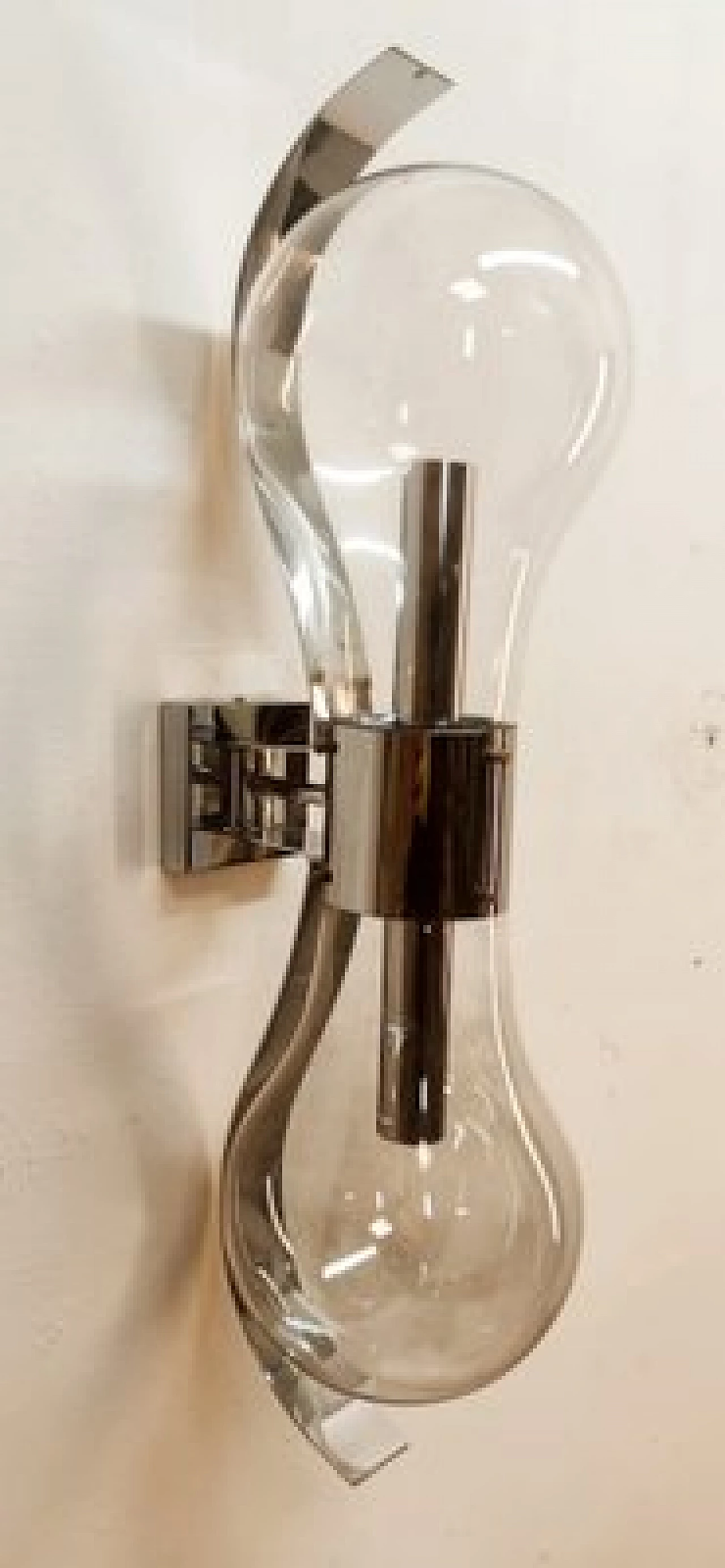 Space Age double light chromed metal wall sconce, 1970s 11