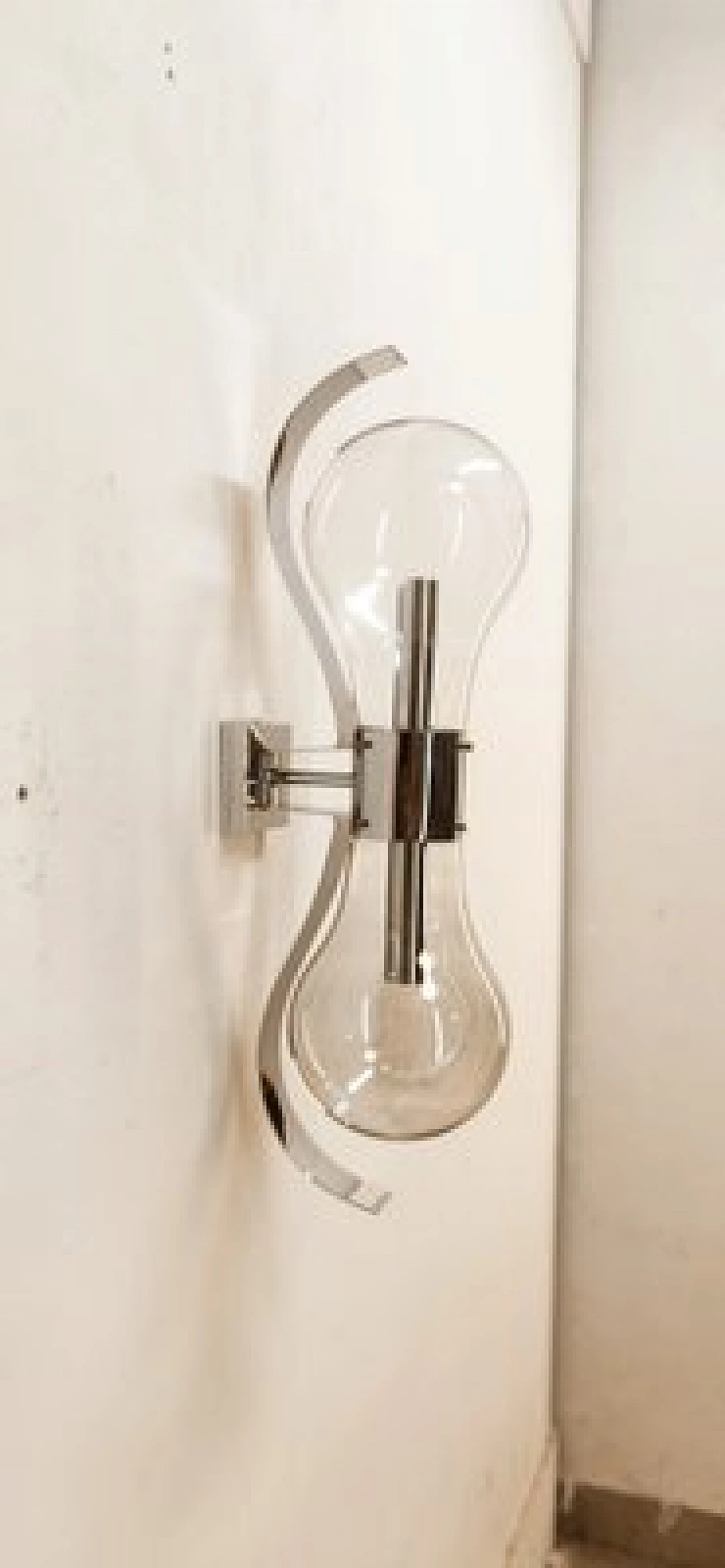 Space Age double light chromed metal wall sconce, 1970s 12