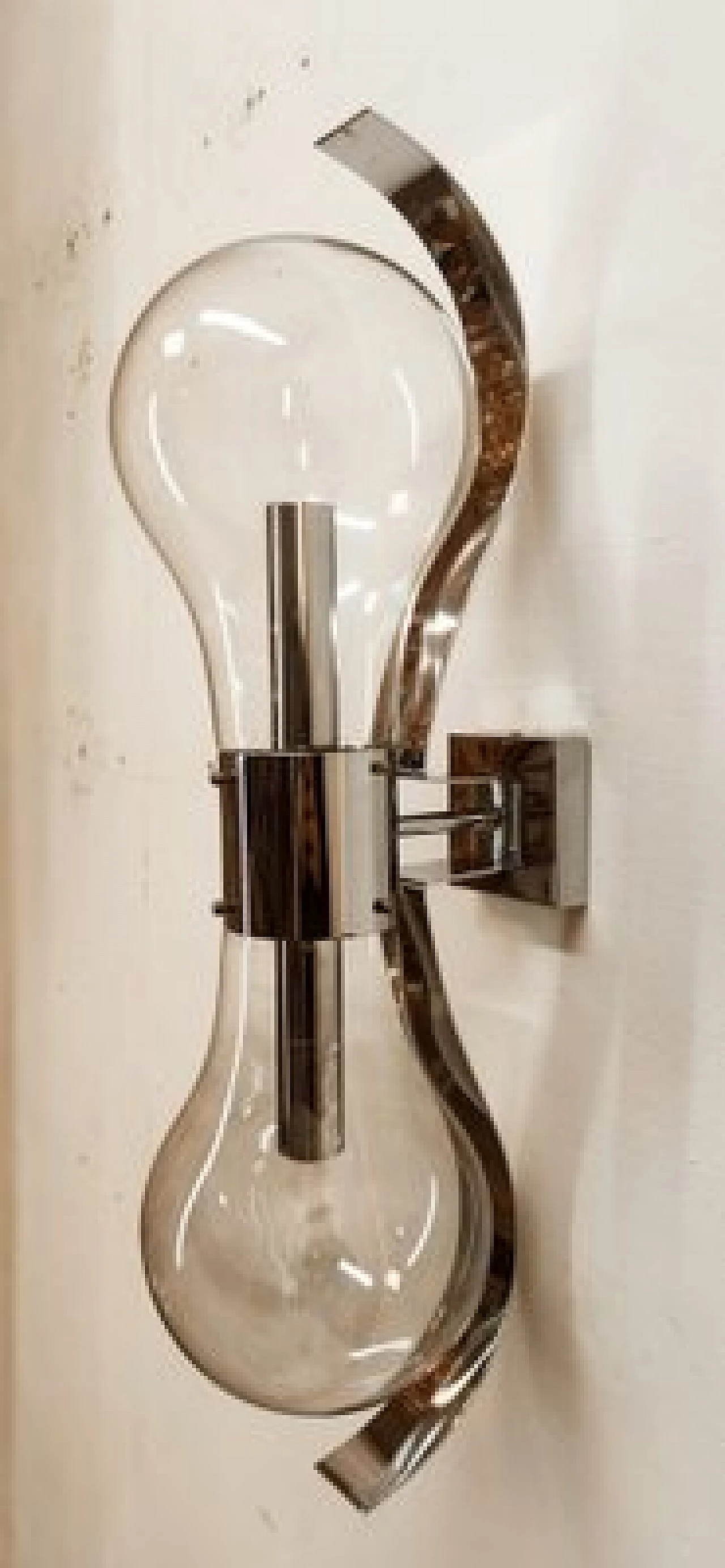 Space Age double light chromed metal wall sconce, 1970s 13