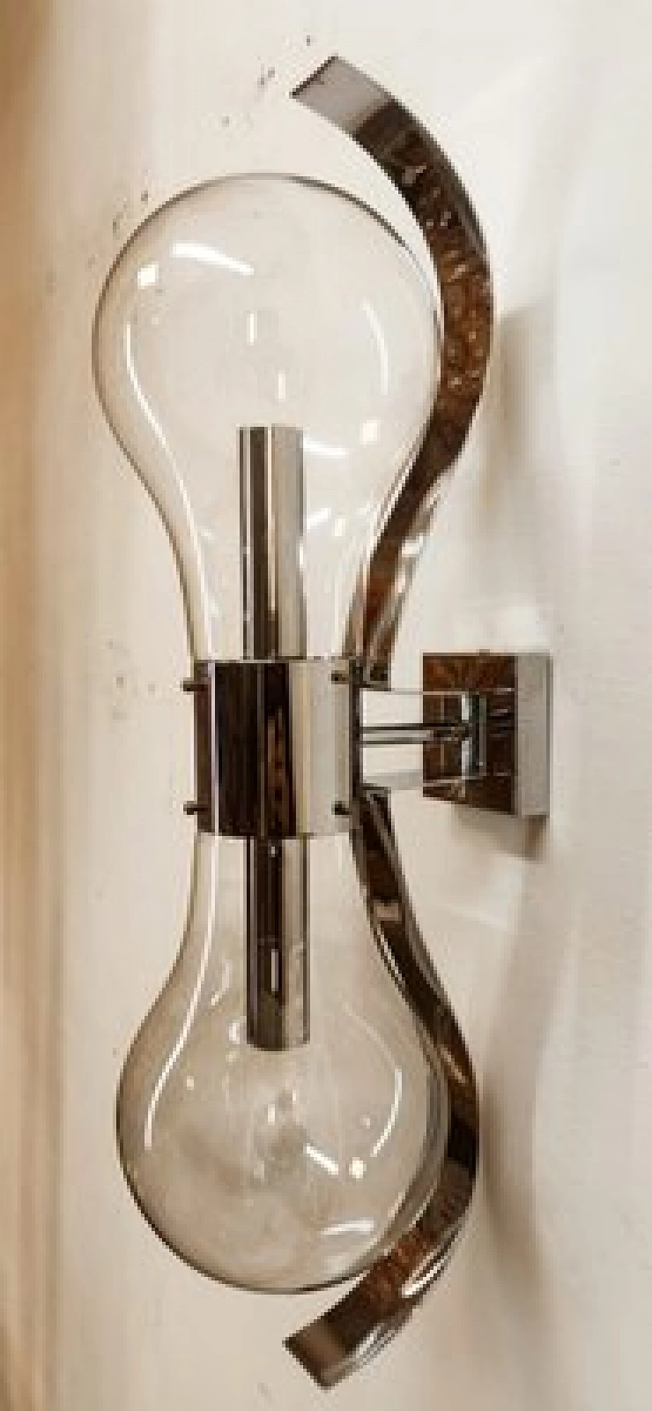 Space Age double light chromed metal wall sconce, 1970s 14