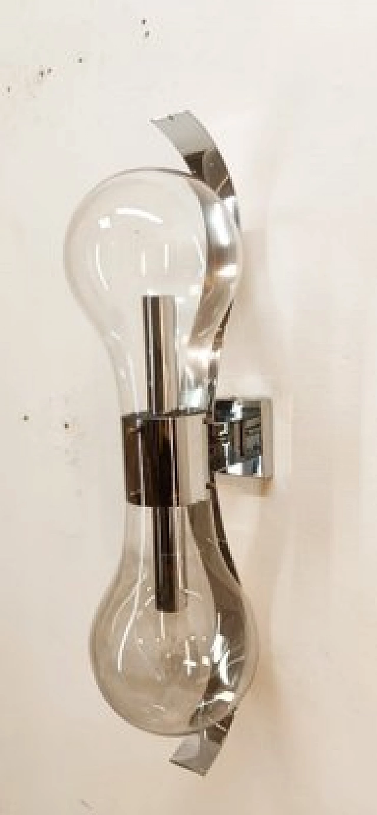 Space Age double light chromed metal wall sconce, 1970s 16