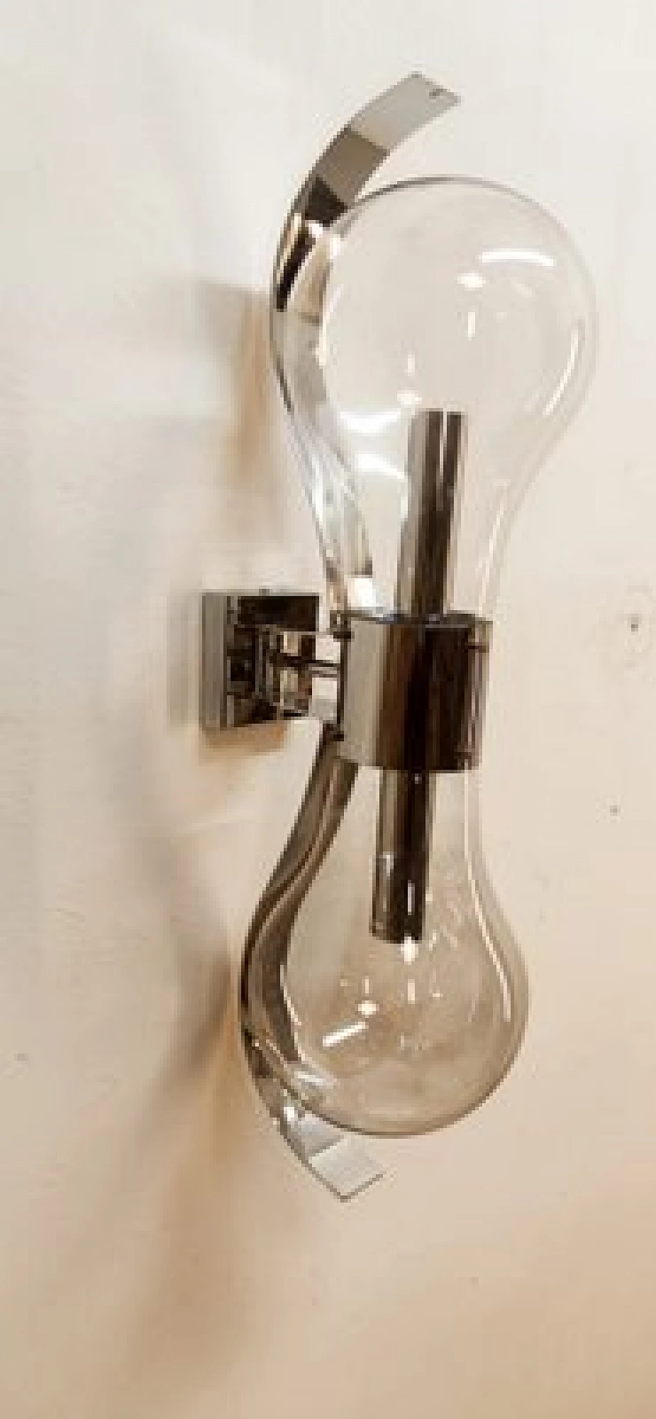 Space Age double light chromed metal wall sconce, 1970s 17
