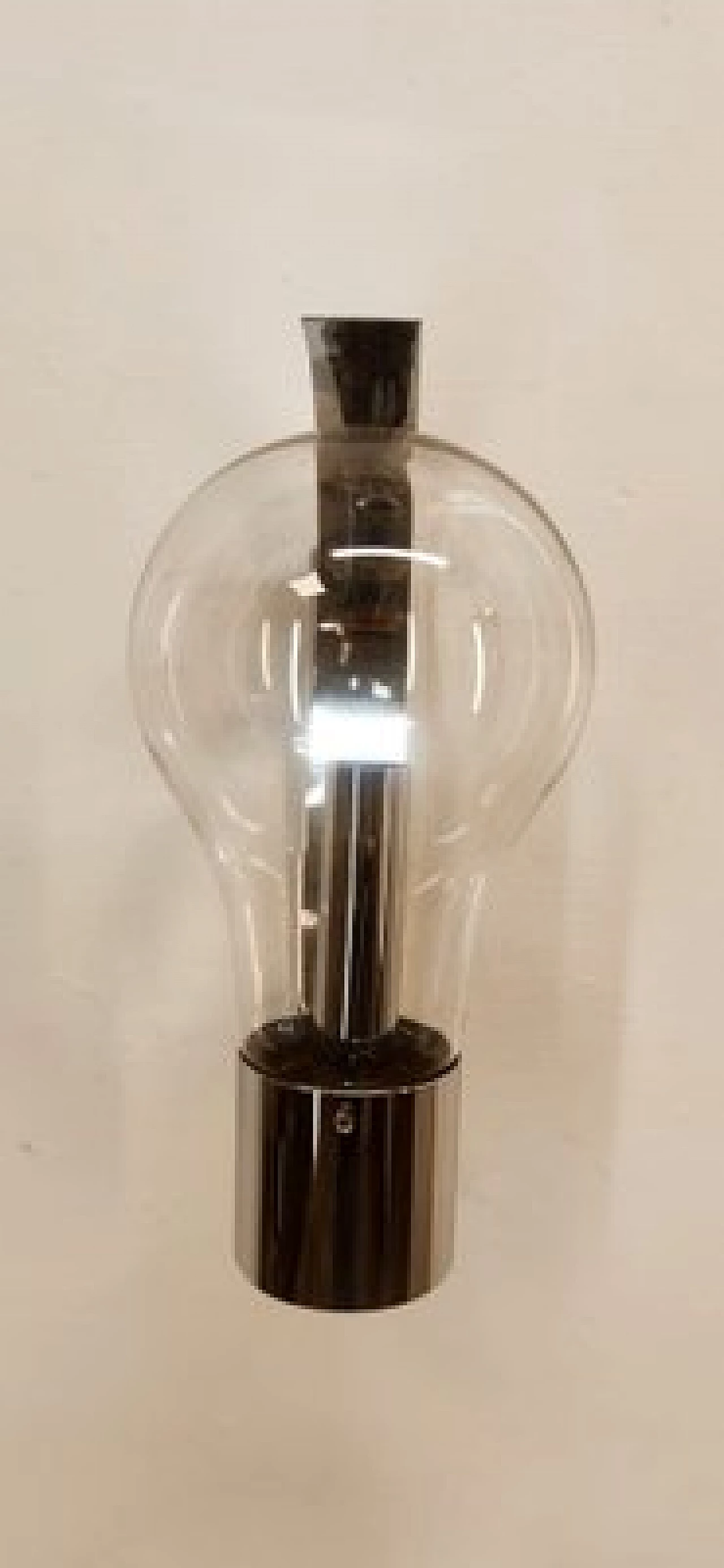 Space Age chromed metal and glass wall light, 1970s 2