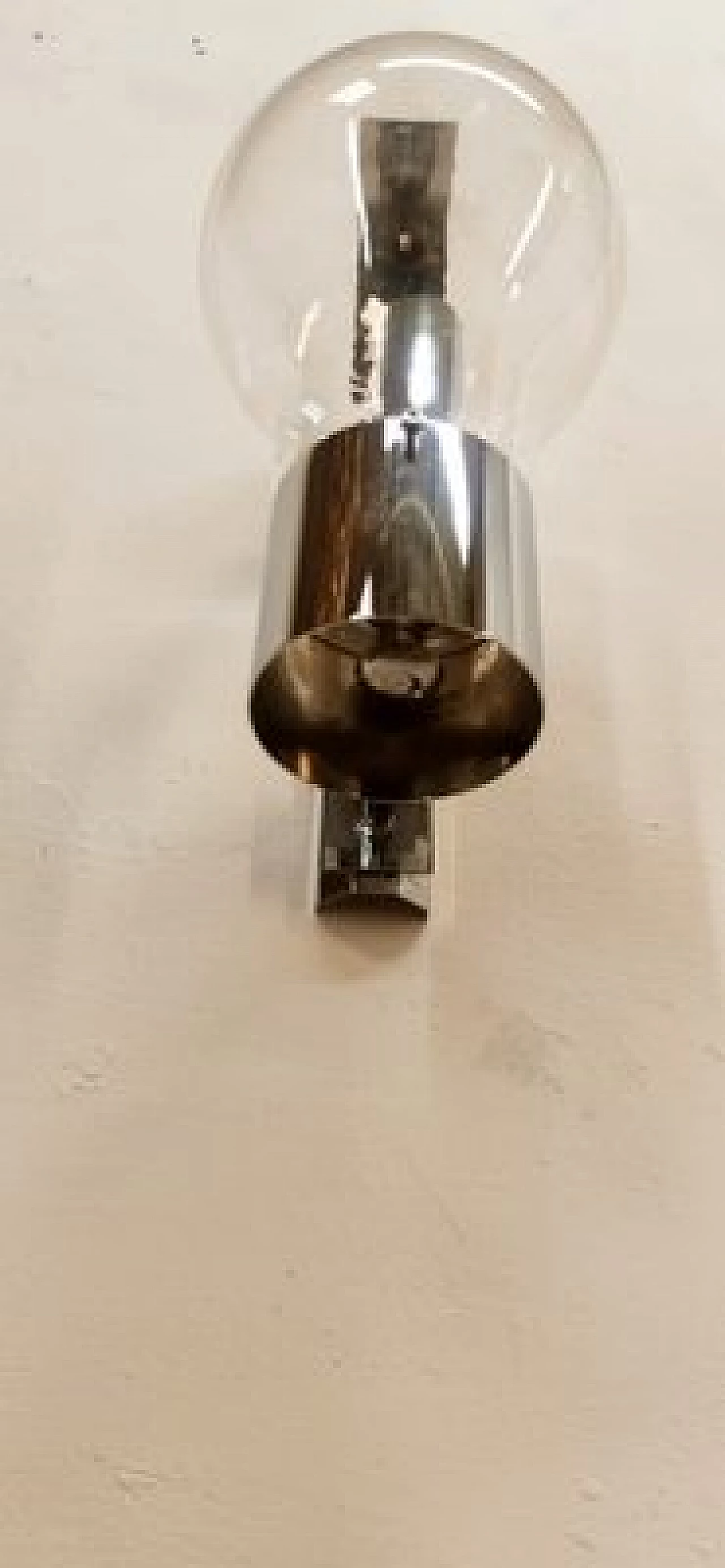Space Age chromed metal and glass wall light, 1970s 3