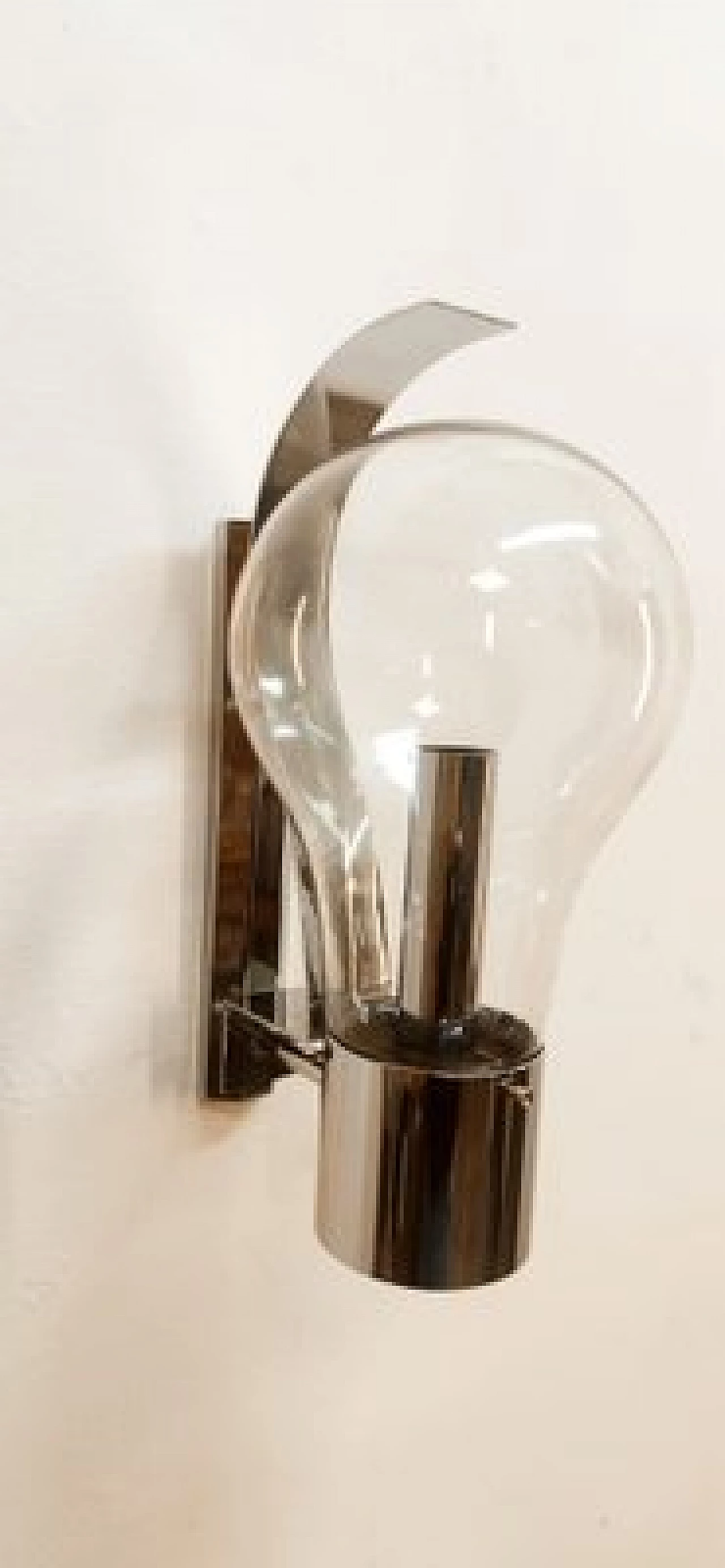 Space Age chromed metal and glass wall light, 1970s 4