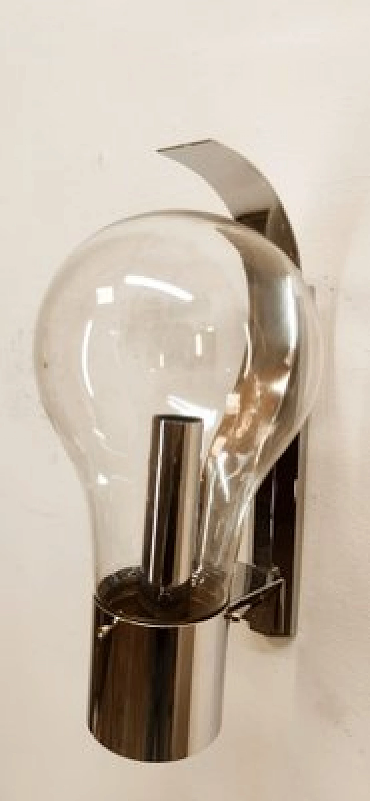 Space Age chromed metal and glass wall light, 1970s 5