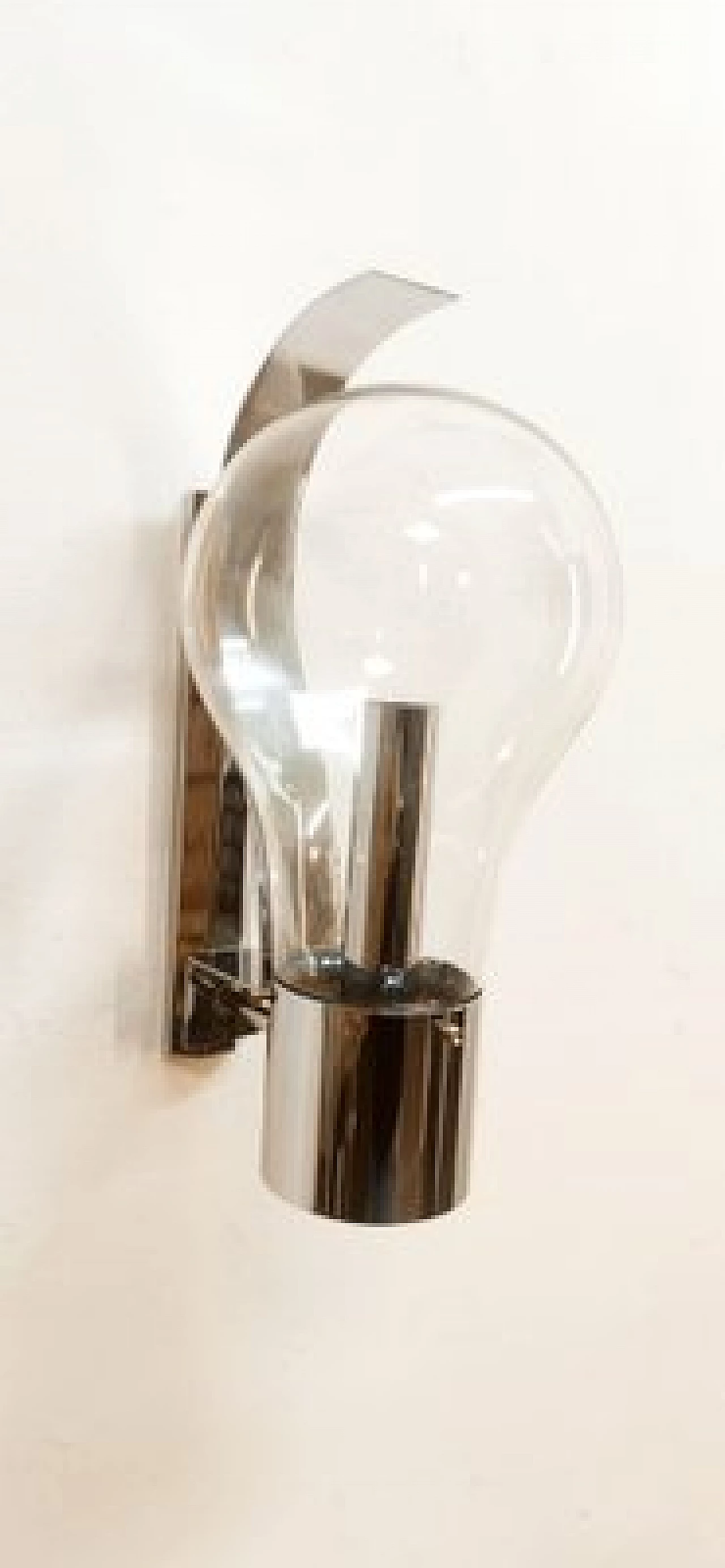Space Age chromed metal and glass wall light, 1970s 7
