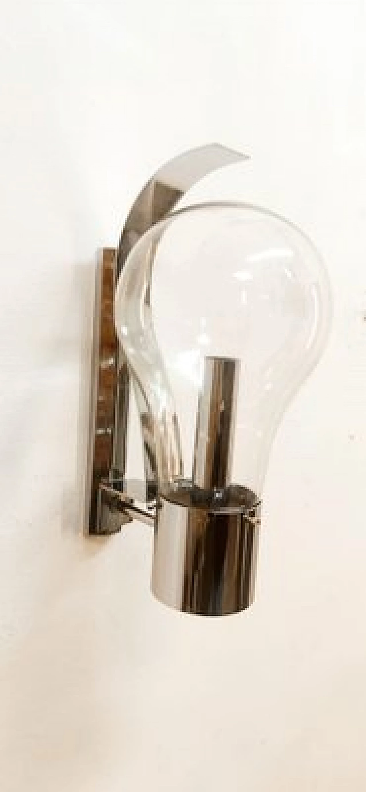 Space Age chromed metal and glass wall light, 1970s 8