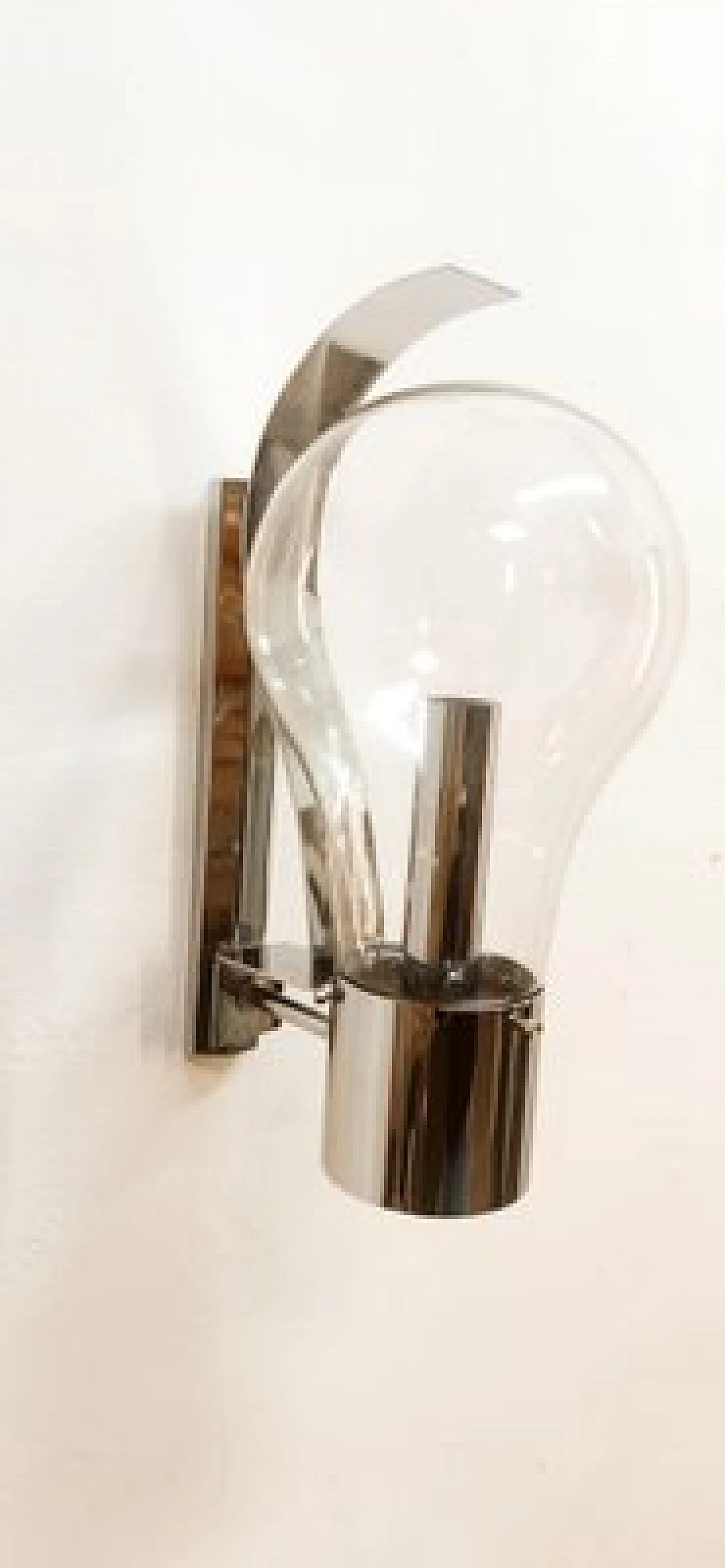 Space Age chromed metal and glass wall light, 1970s 9