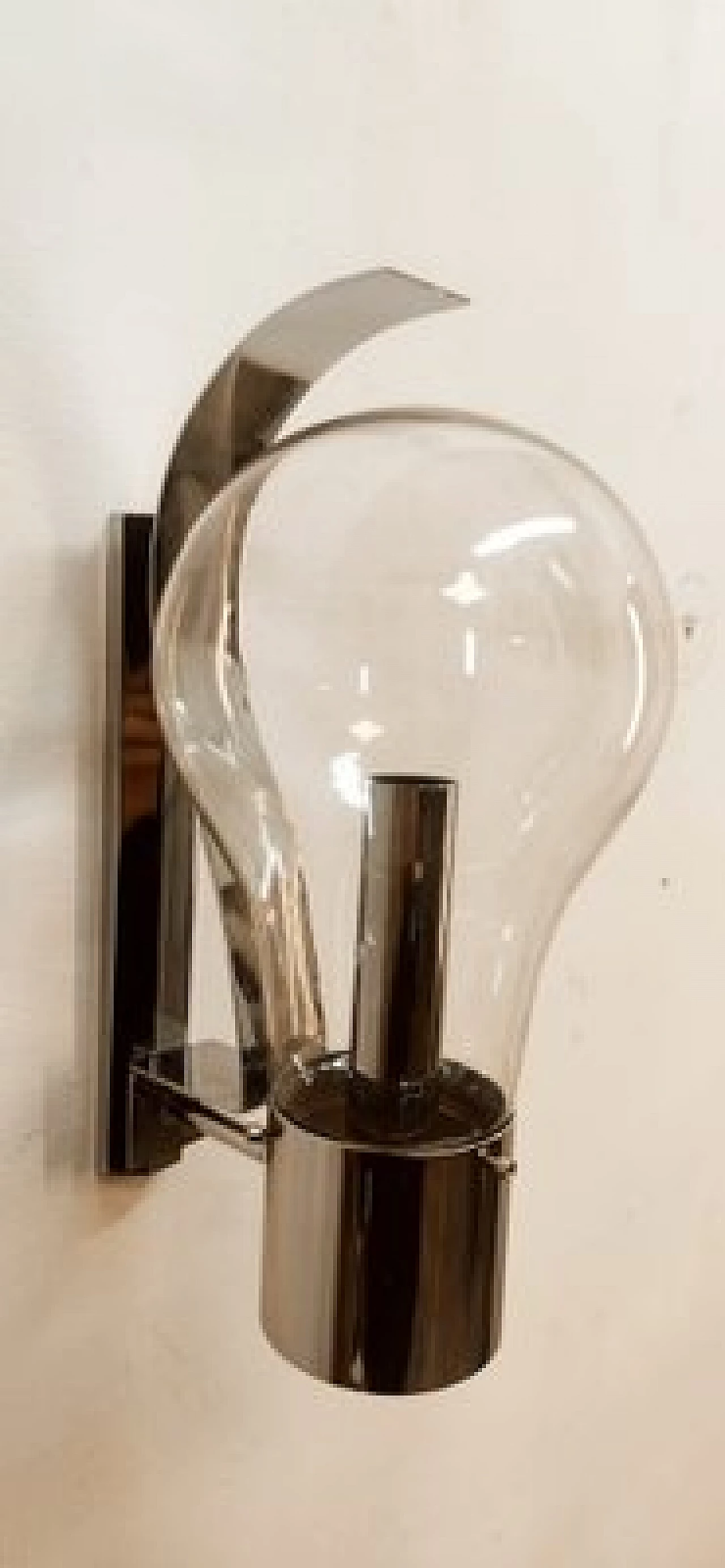 Space Age chromed metal and glass wall light, 1970s 11