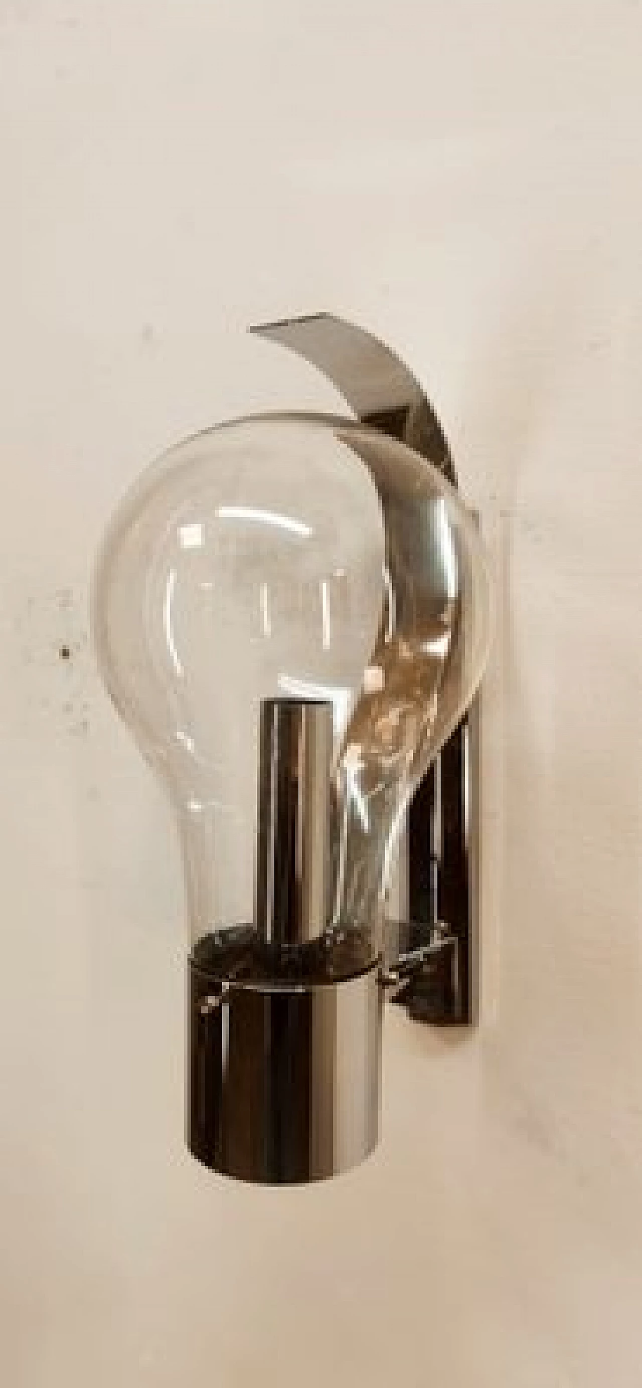 Space Age chromed metal and glass wall light, 1970s 12