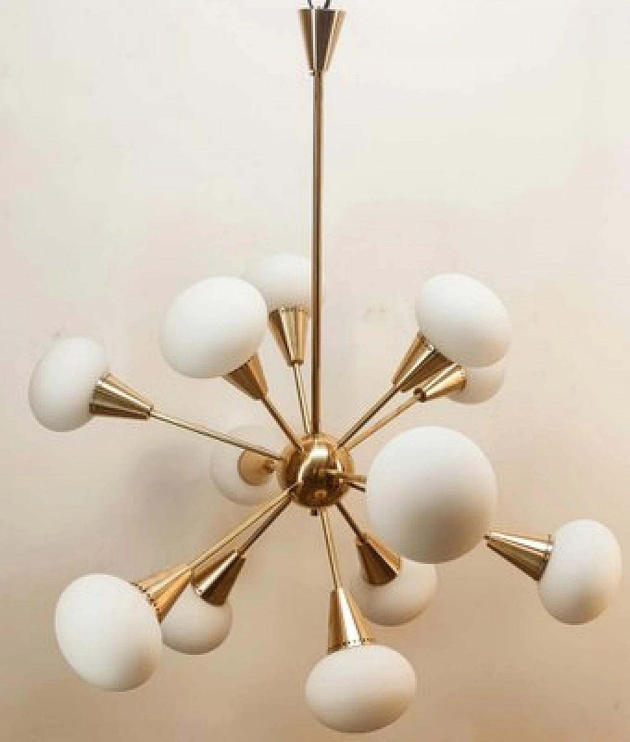 Sputnik twelve-light brass and glass chandelier, 1960s 1