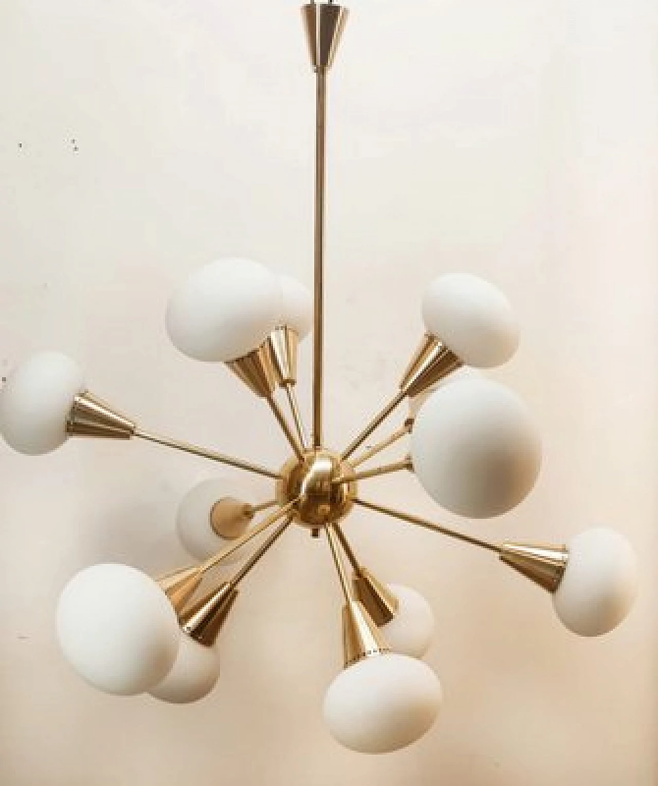 Sputnik twelve-light brass and glass chandelier, 1960s 2