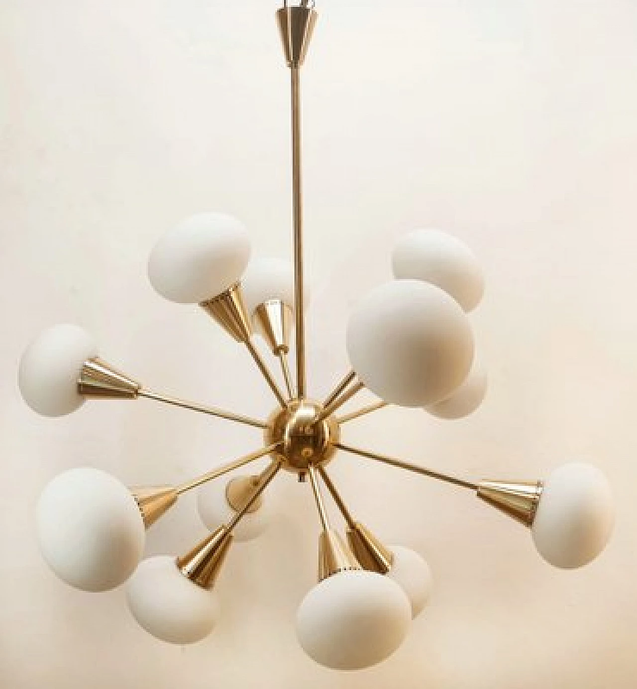 Sputnik twelve-light brass and glass chandelier, 1960s 5