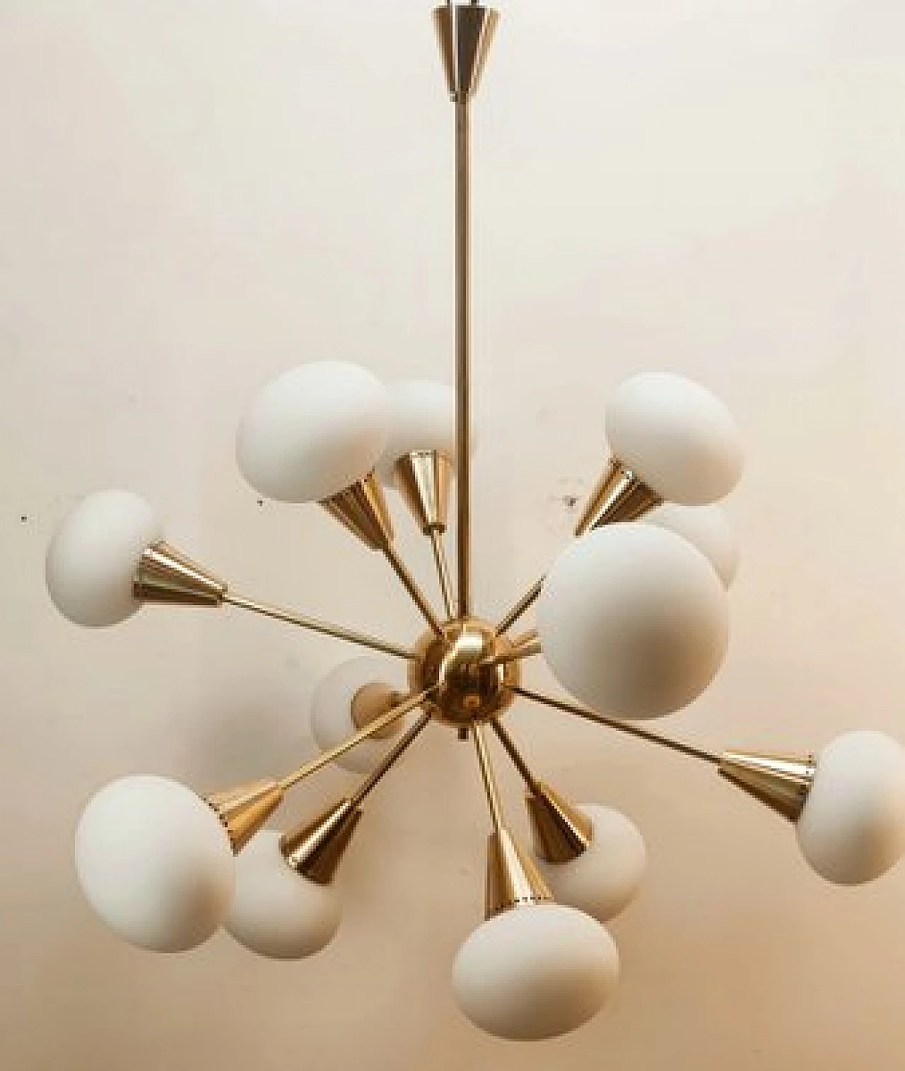 Sputnik twelve-light brass and glass chandelier, 1960s 9