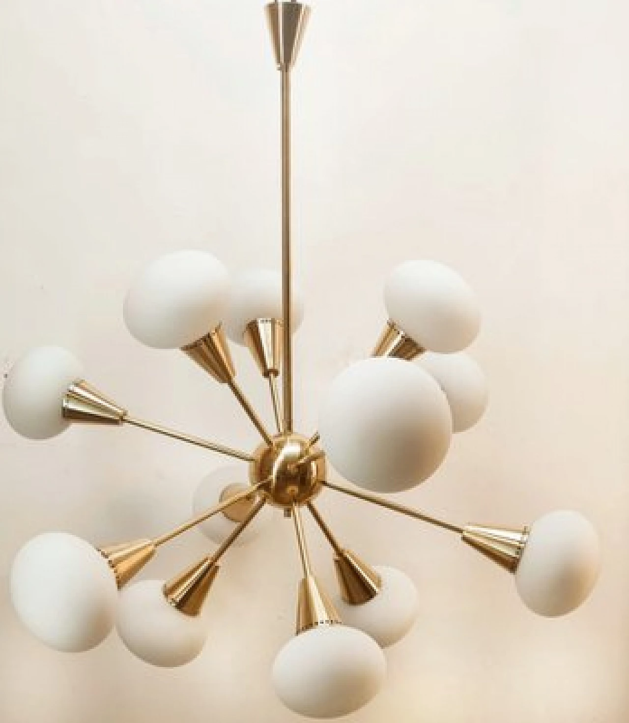 Sputnik twelve-light brass and glass chandelier, 1960s 11