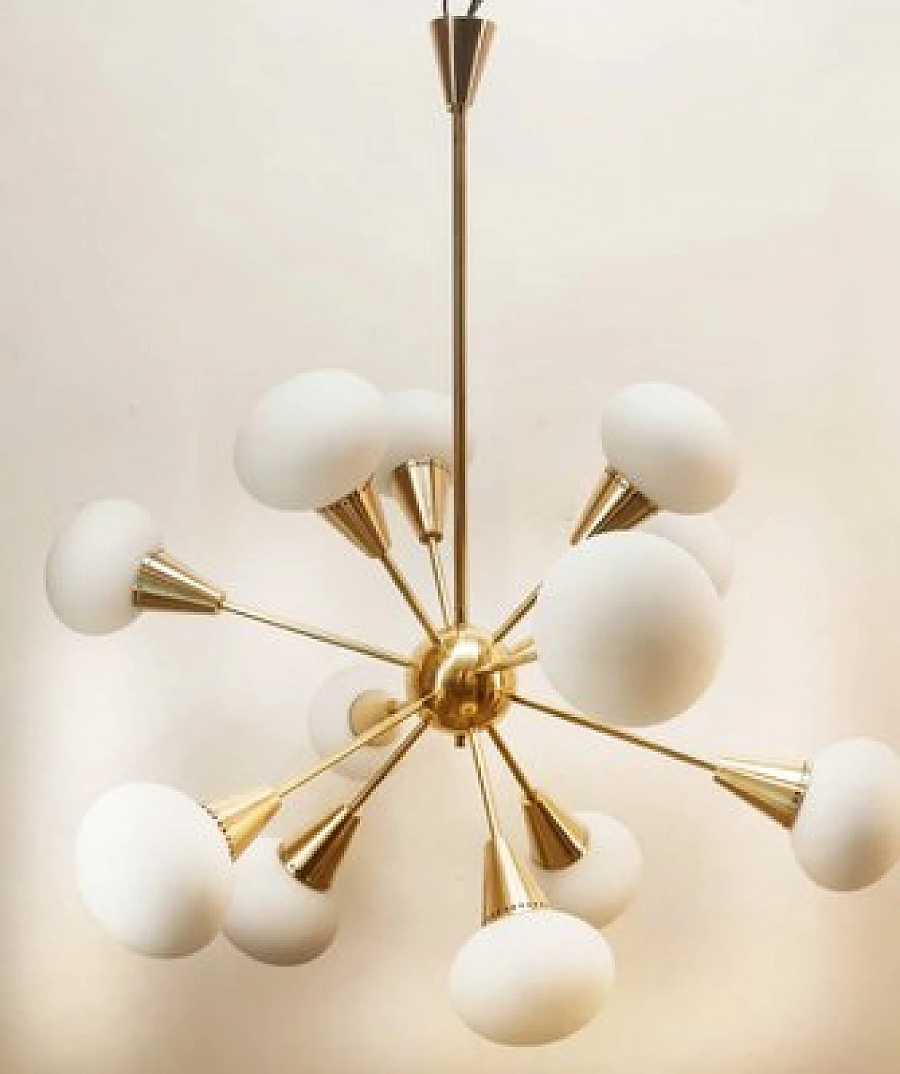 Sputnik twelve-light brass and glass chandelier, 1960s 13