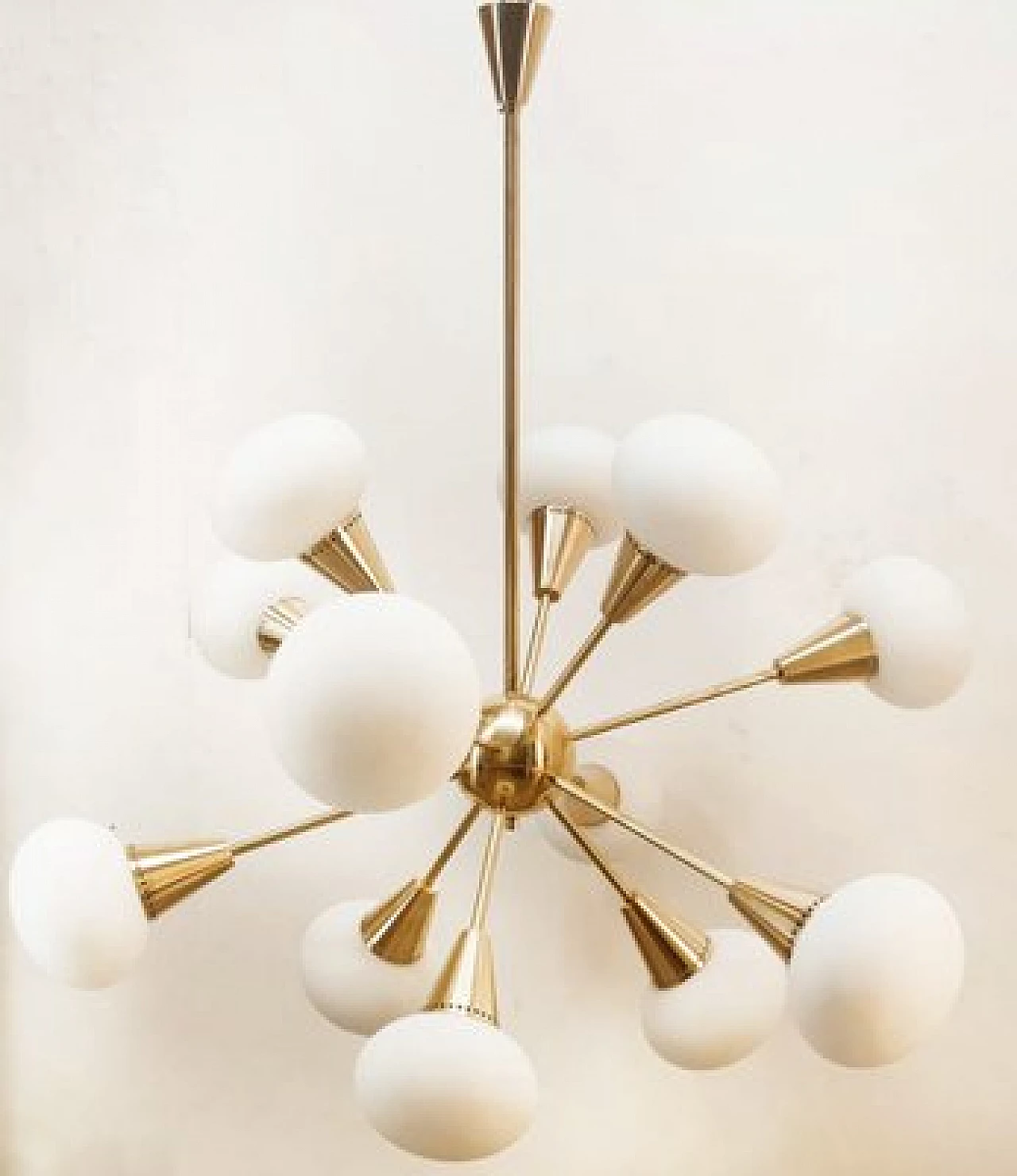 Sputnik twelve-light brass and glass chandelier, 1960s 18
