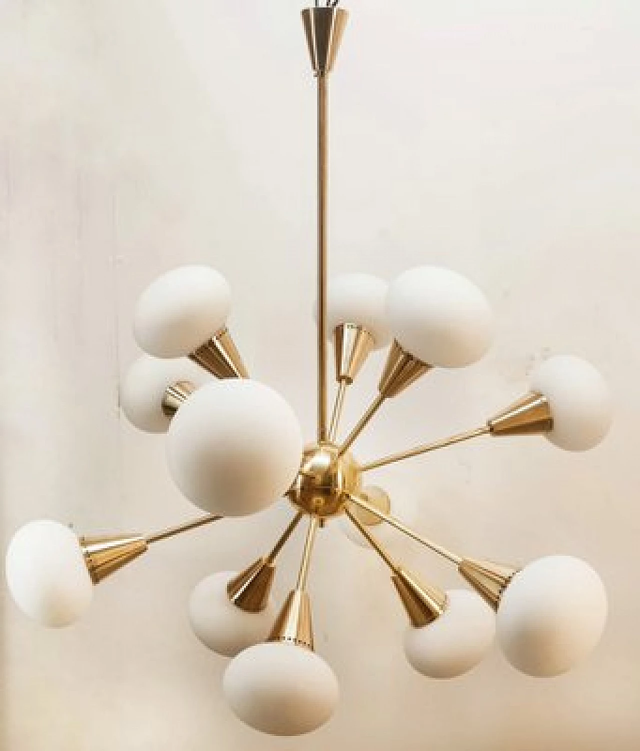 Sputnik twelve-light brass and glass chandelier, 1960s 19