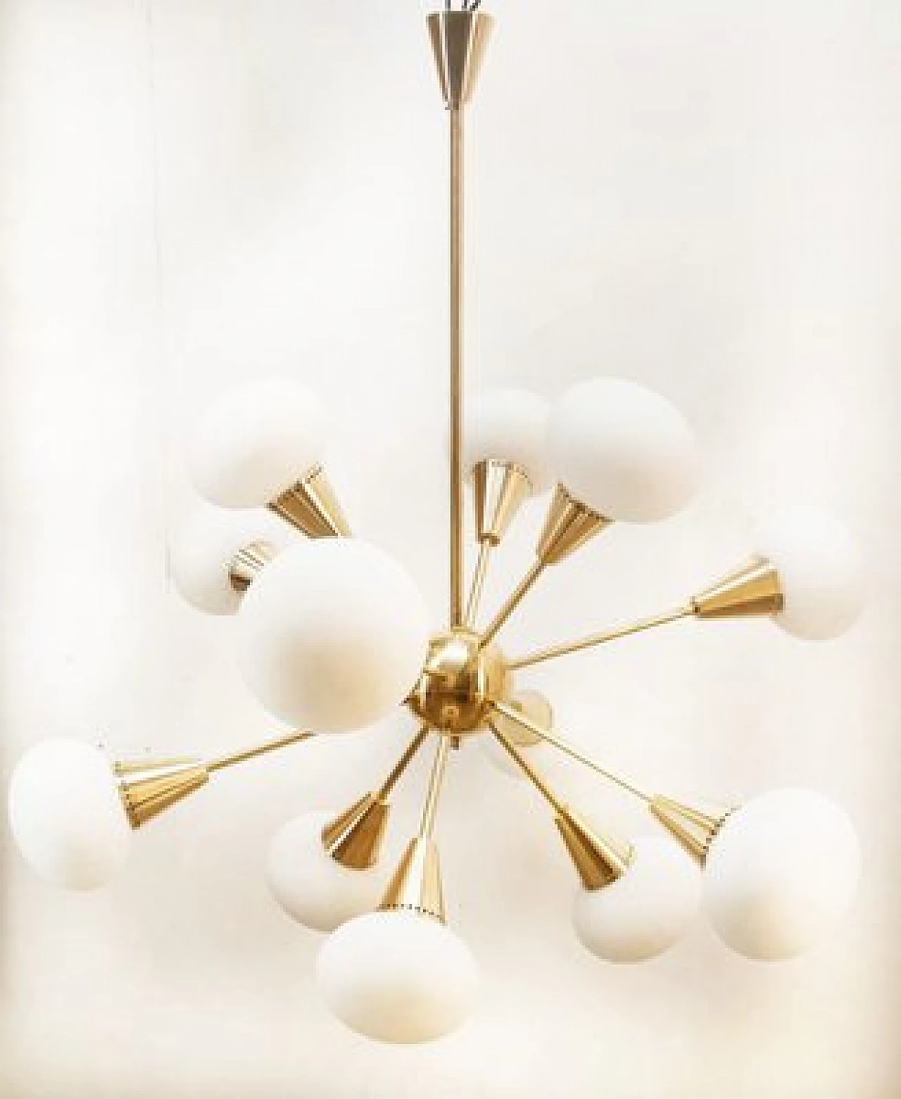 Sputnik twelve-light brass and glass chandelier, 1960s 21