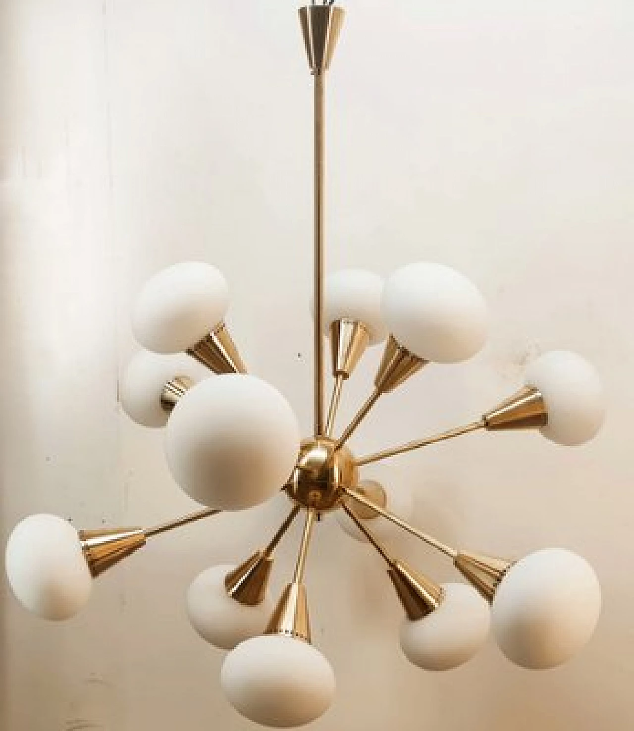 Sputnik twelve-light brass and glass chandelier, 1960s 23