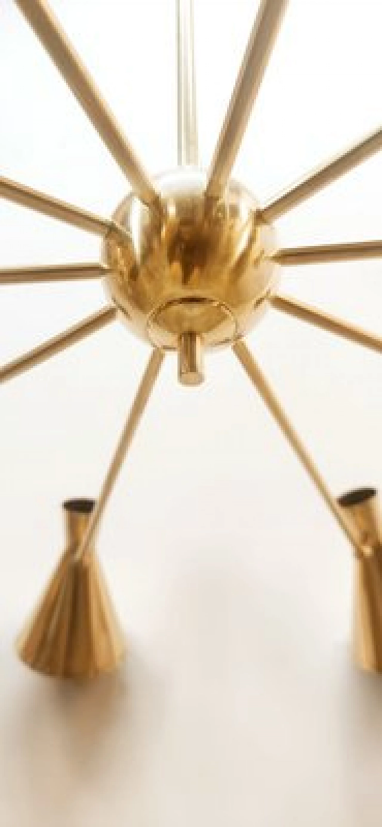 Ten-light brass Sputnik chandelier with adjustable domes, 1960s 13