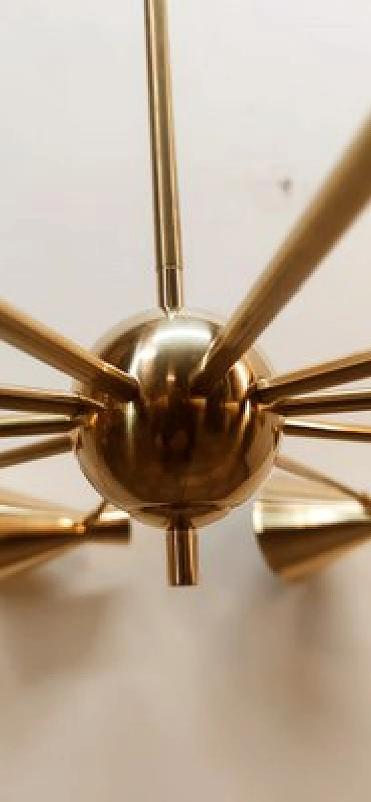Ten-light brass Sputnik chandelier with adjustable domes, 1960s 22