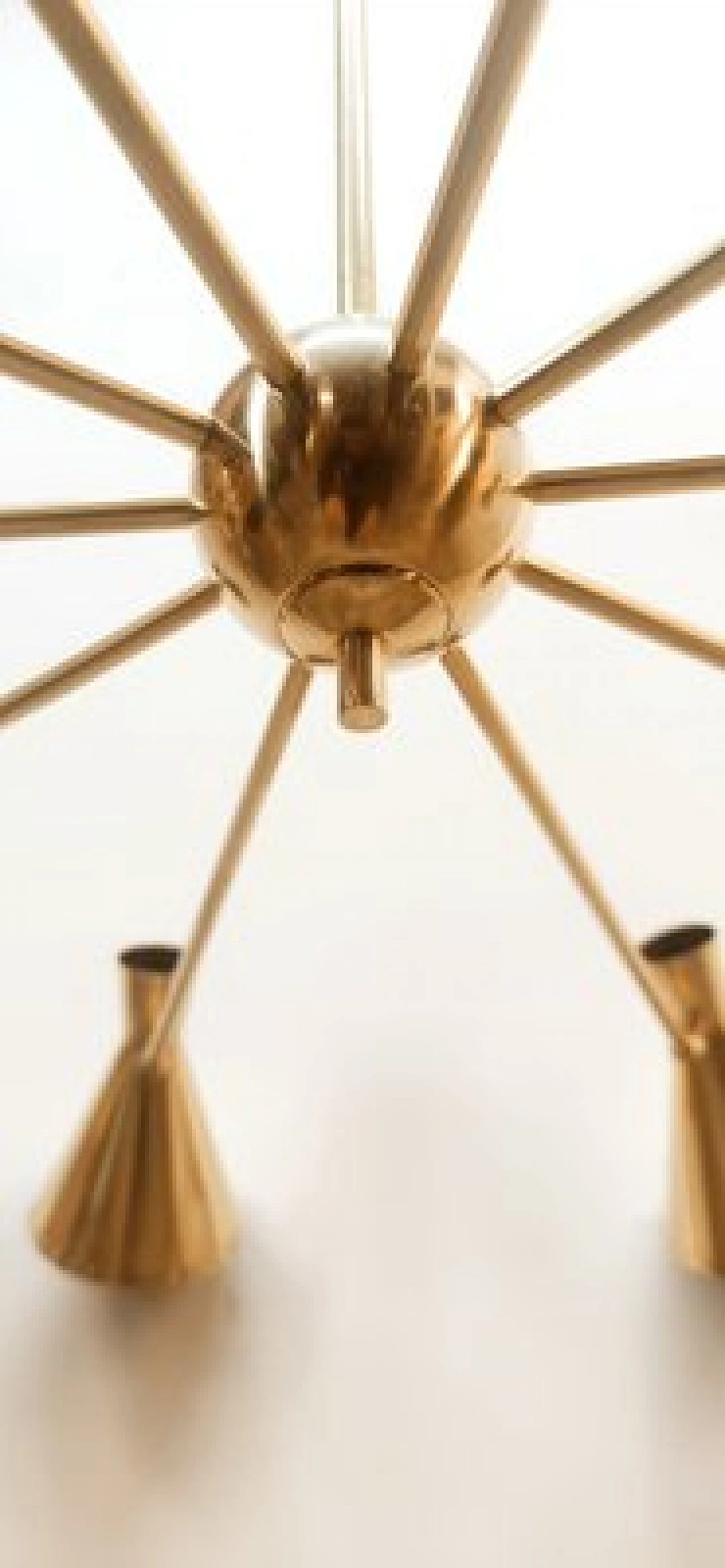 Ten-light brass Sputnik chandelier with adjustable domes, 1960s 24