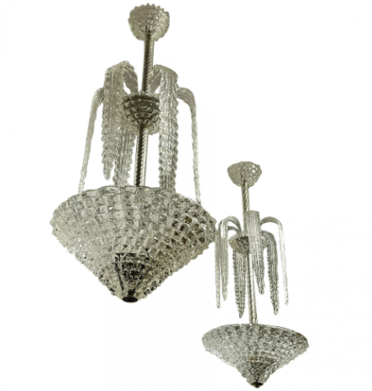 Rostrato glass chandelier by Ercole Barovier for Barovier & Toso, 1940s 1