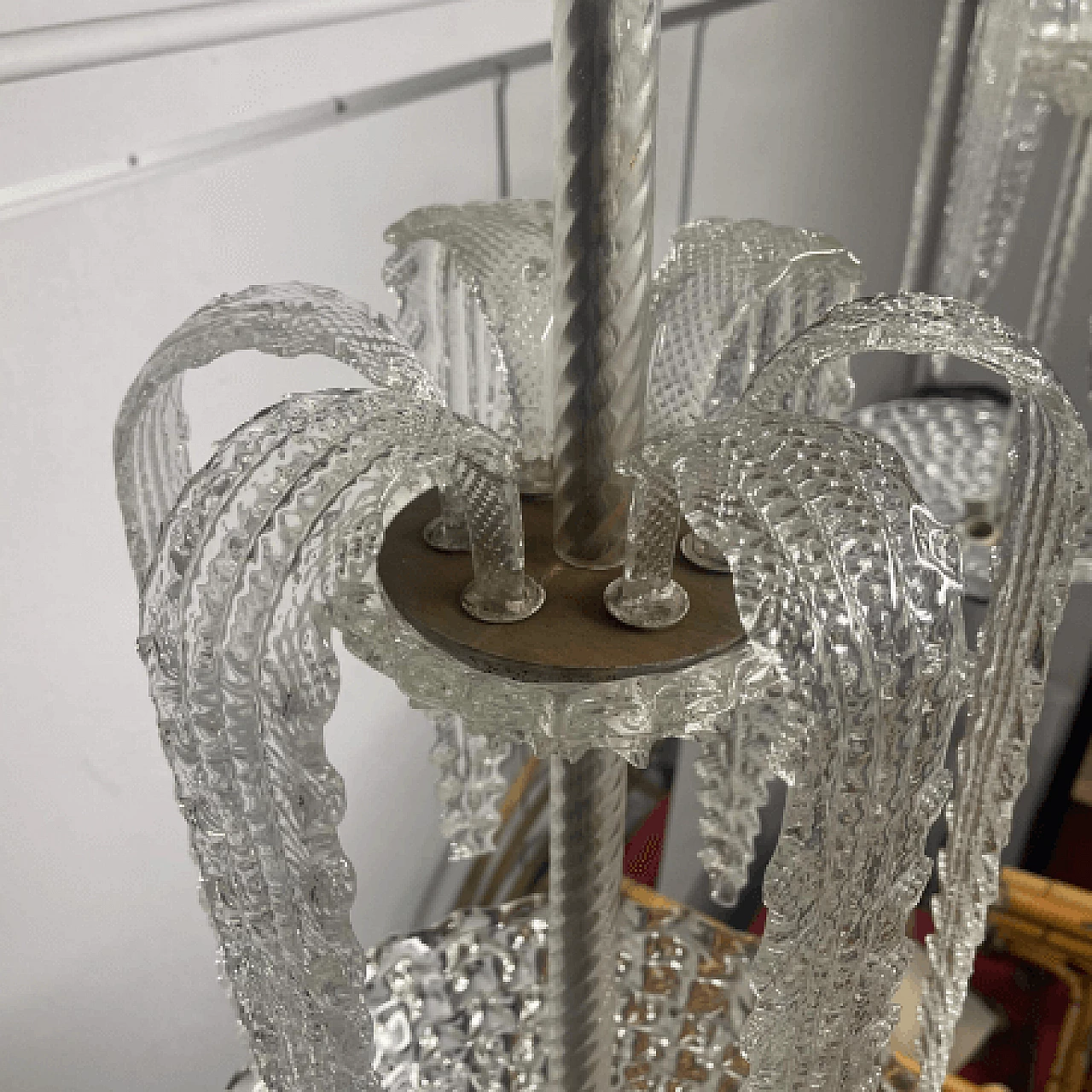 Lampadario in vetro rostrato di Ercole Barovier per Barovier & Toso, anni '40 9