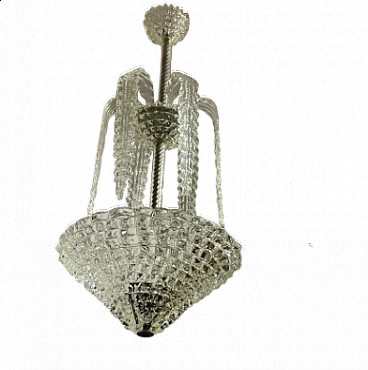 Rostrato glass chandelier by Ercole Barovier for Barovier & Toso, 1940s