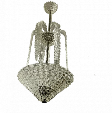 Lampadario in vetro rostrato di Ercole Barovier per Barovier & Toso, anni '40