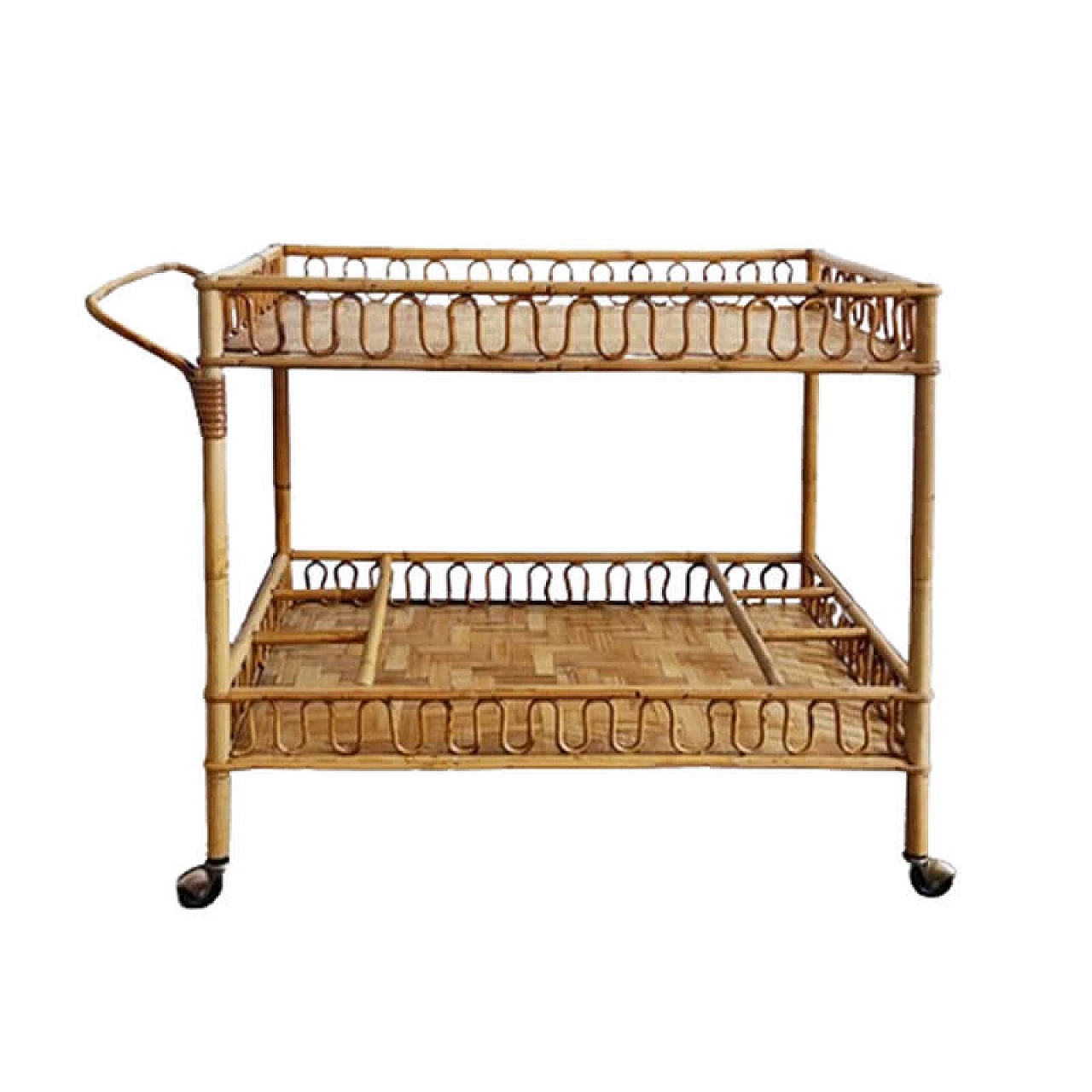 Bamboo and rattan bar cart by Franco Albini, 1960s 1