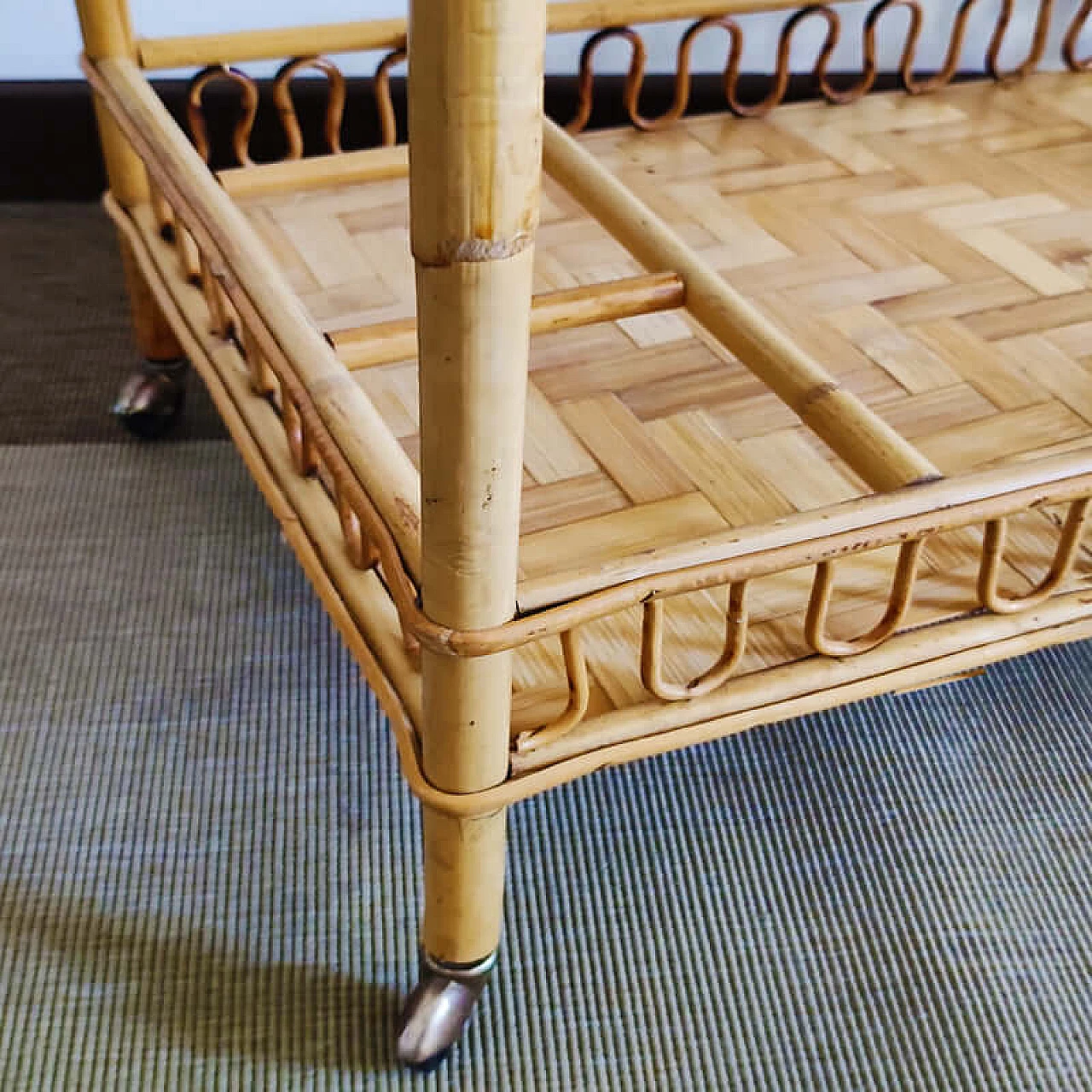 Bamboo and rattan bar cart by Franco Albini, 1960s 9