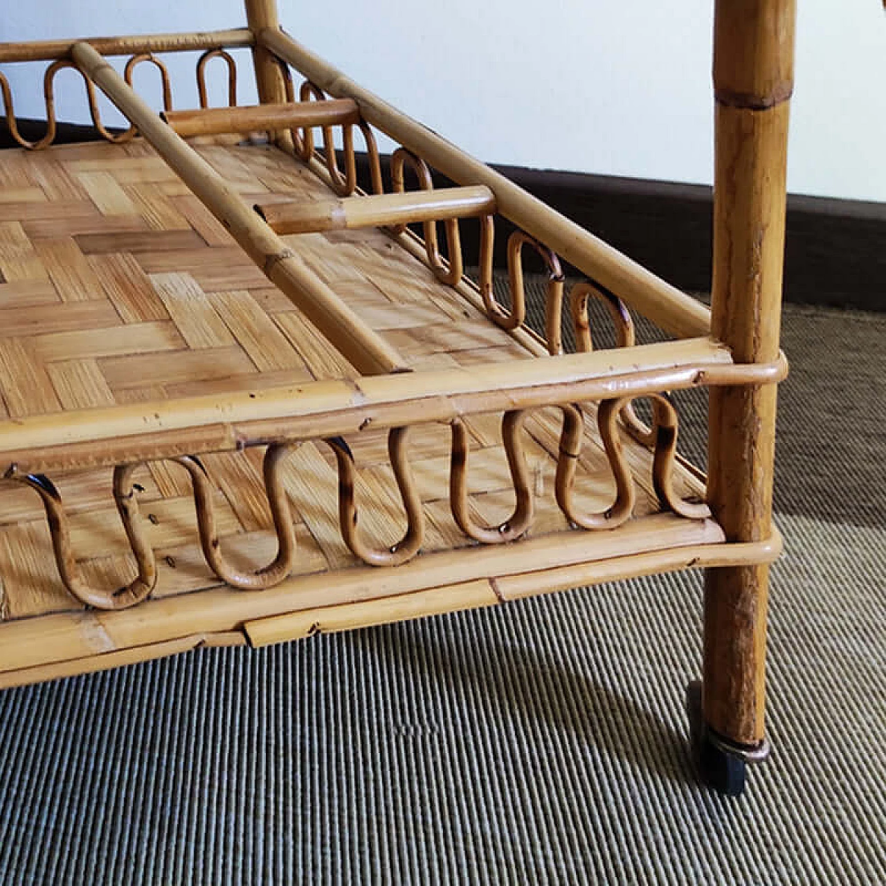 Bamboo and rattan bar cart by Franco Albini, 1960s 10