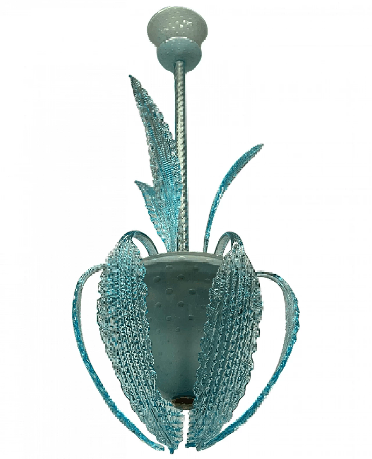 Light blue Murano glass chandelier attributed to Ercole Barovier, 1940s 1